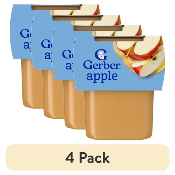 (4 pack) Gerber Stage 2 Baby Food, Apple Puree Tubs, Baby Puree 8 oz