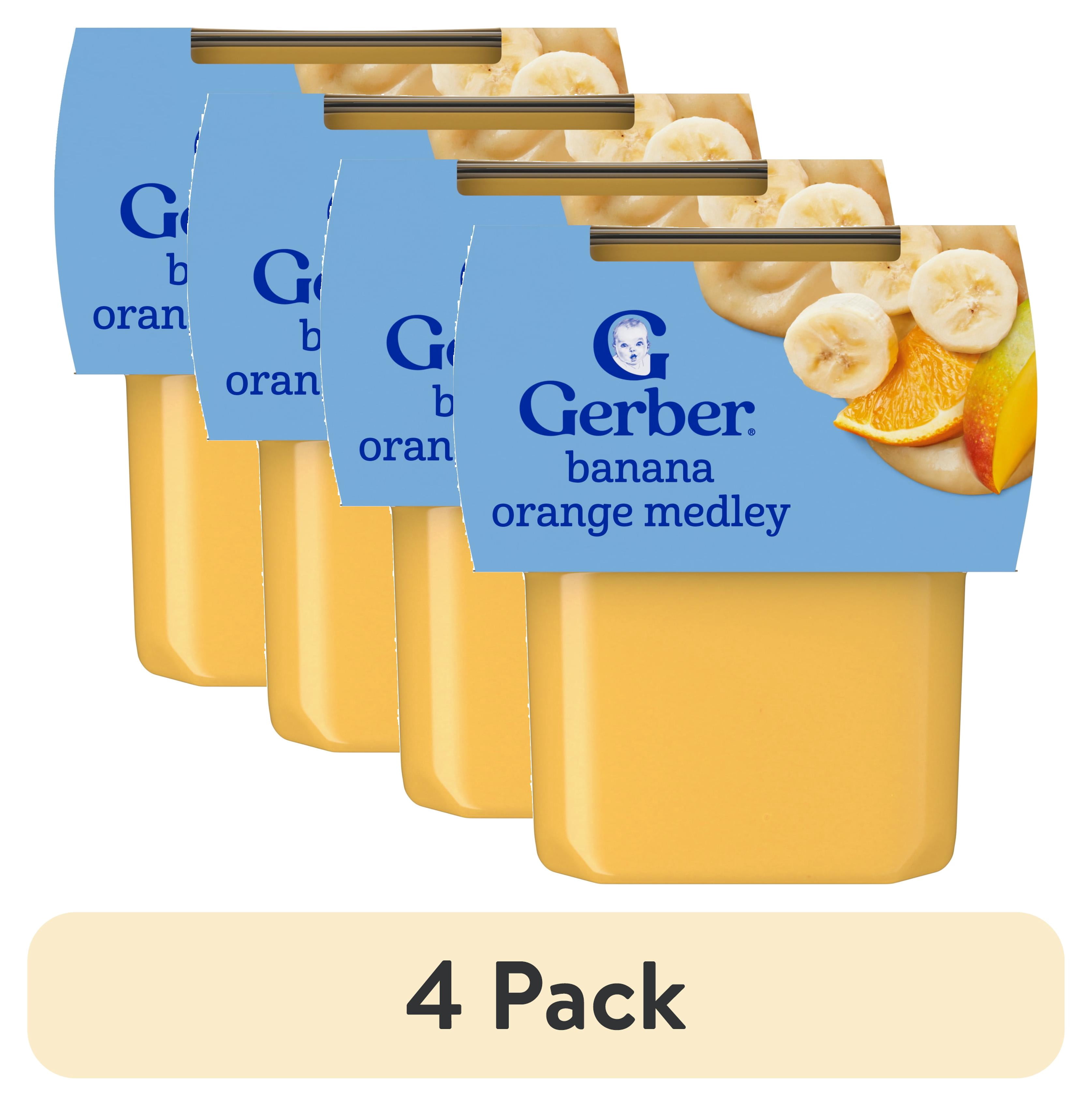 (4 pack) Gerber 2nd Foods Baby Food, Banana Orange Medley, 4 oz Tubs (2 Pack)