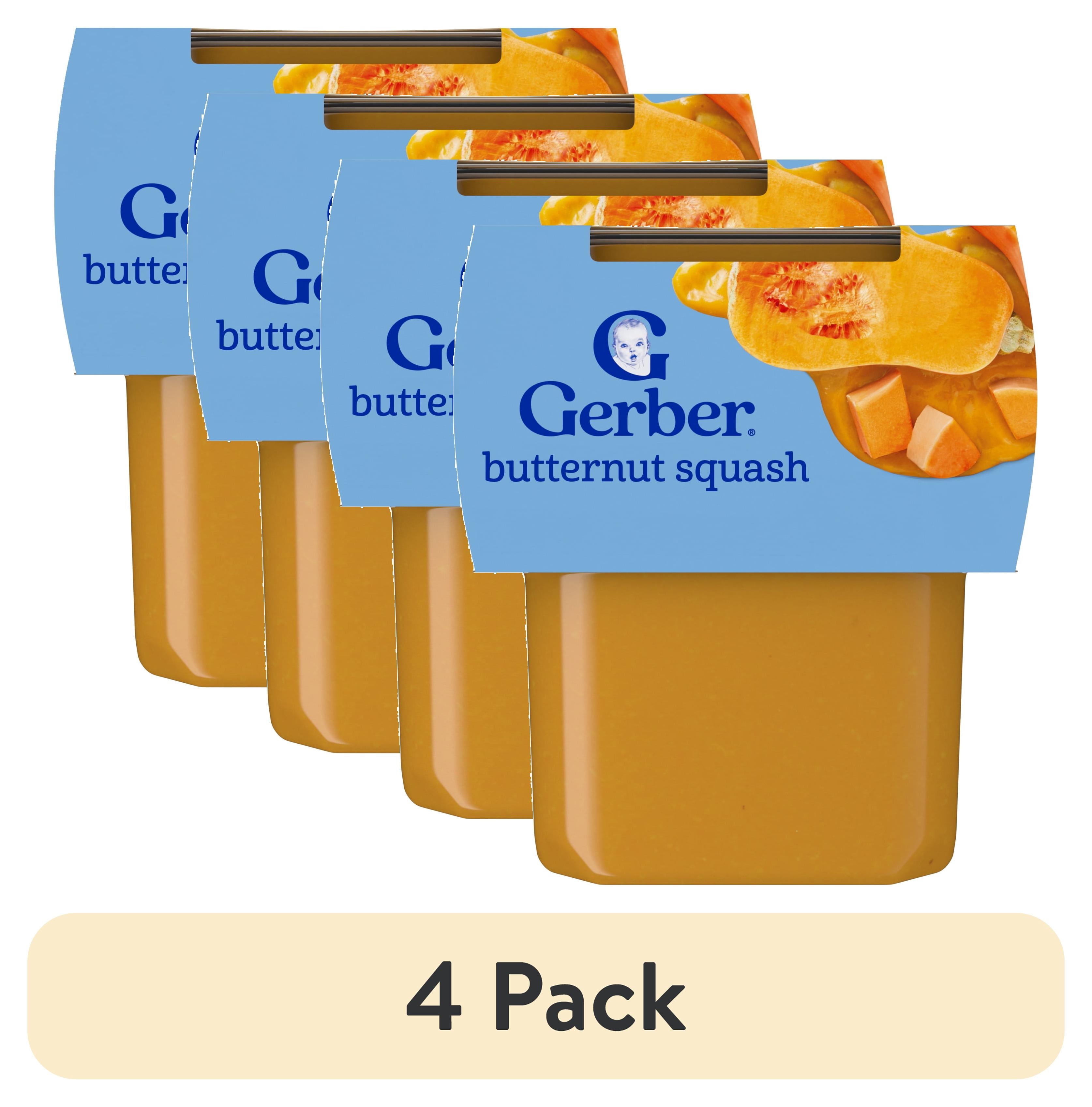 (4 pack) Gerber Stage 2 Baby Food, Butternut Squash Puree Tubs, Baby Puree 2PK 8 oz