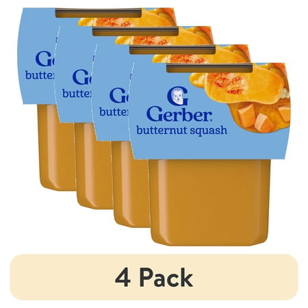 (4 pack) Gerber Stage 2 Baby Food, Butternut Squash Puree Tubs, Baby Puree 2PK 8 oz