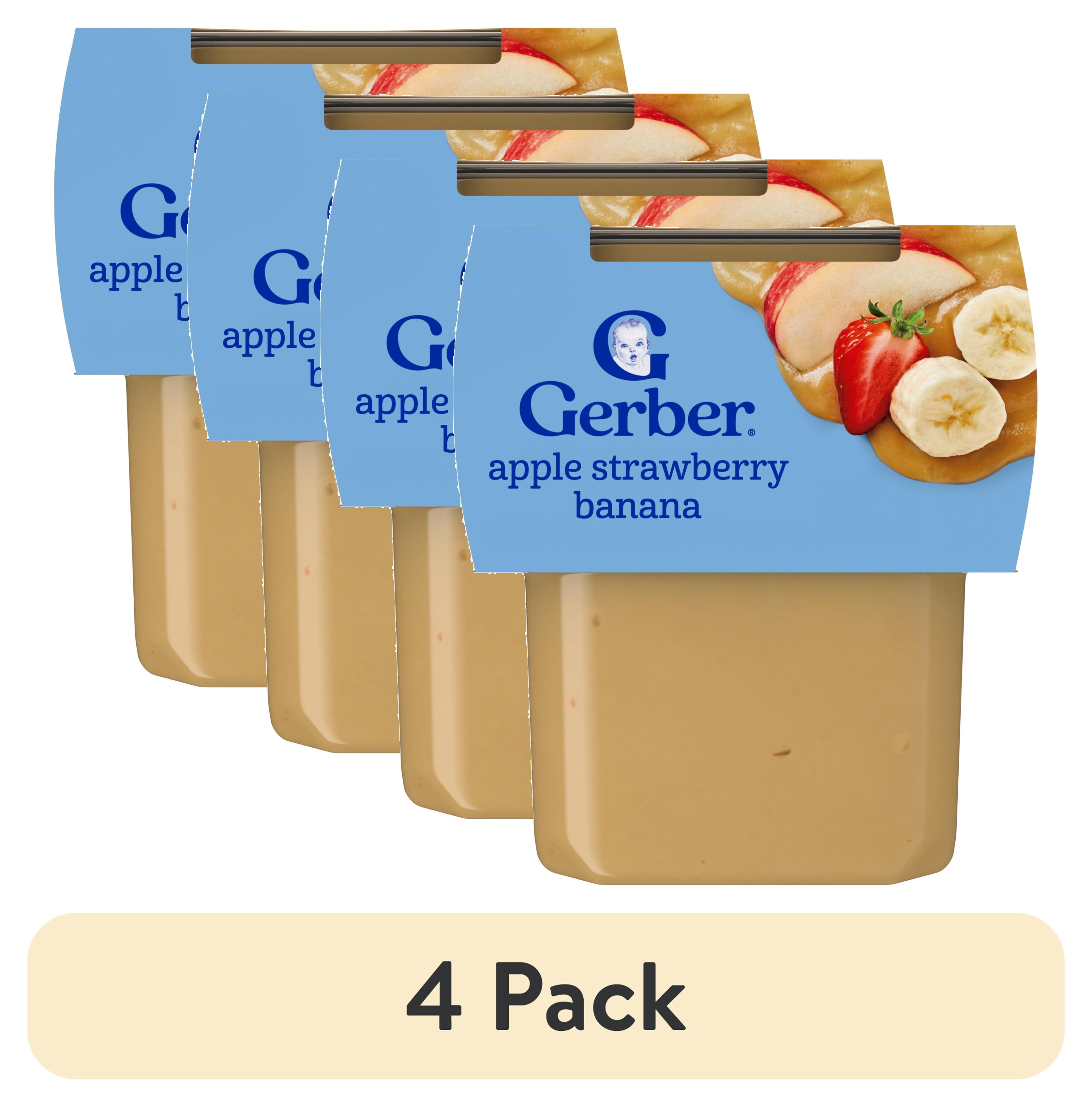 (4 pack) Gerber Stage 2 Baby Food Puree, Apple Strawberry Banana, 8 oz Tubs (2 Pack)