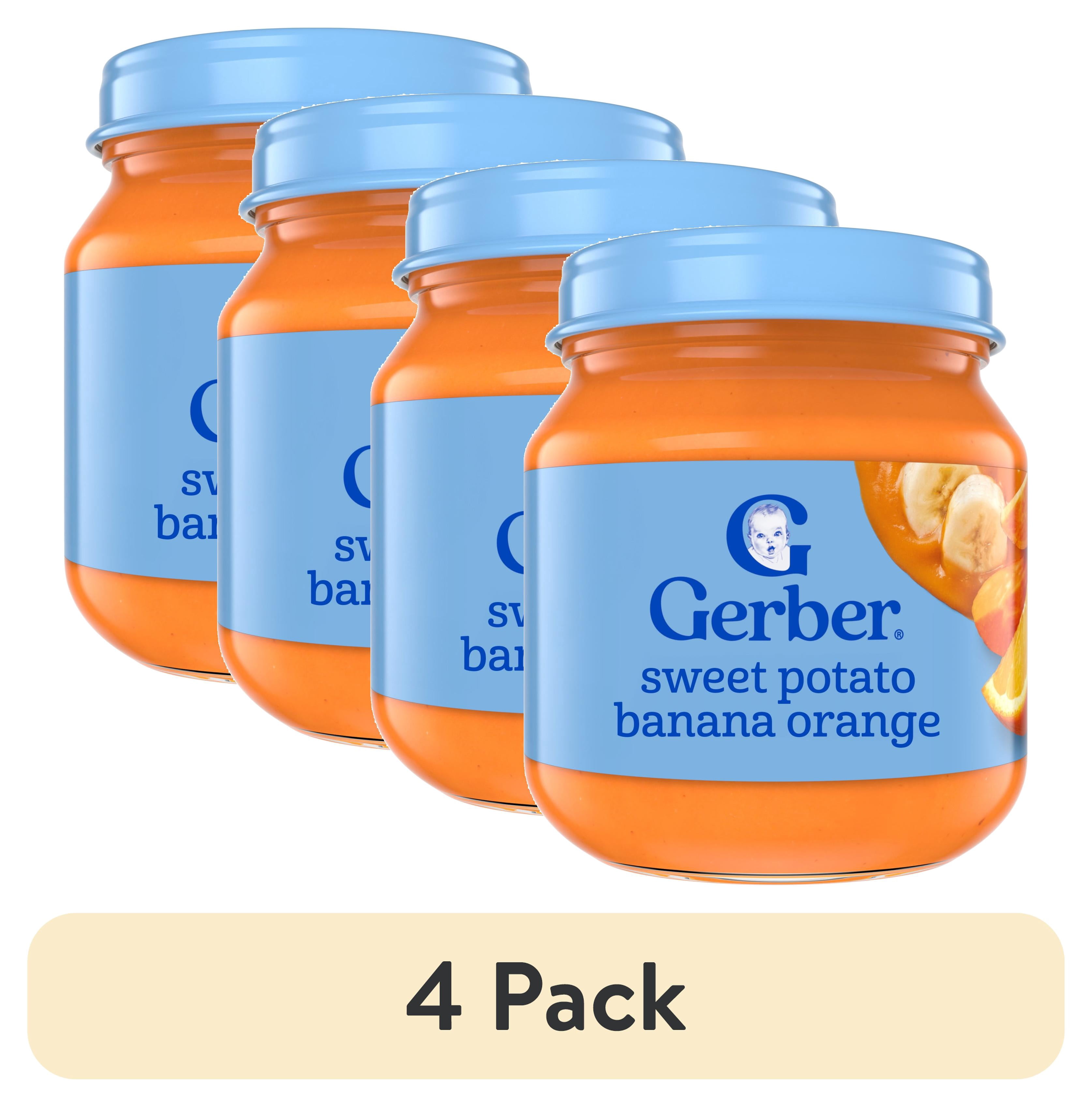 (4 pack) Gerber 2nd Foods Natural for Baby Baby Food, Sweet Potato Banana Orange, 4 oz Jar