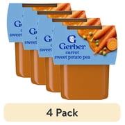 (4 pack) Gerber Stage 2 Baby Food, Carrot Sweet Potato Pea Puree Tubs, Baby Puree, 2PK 8 oz