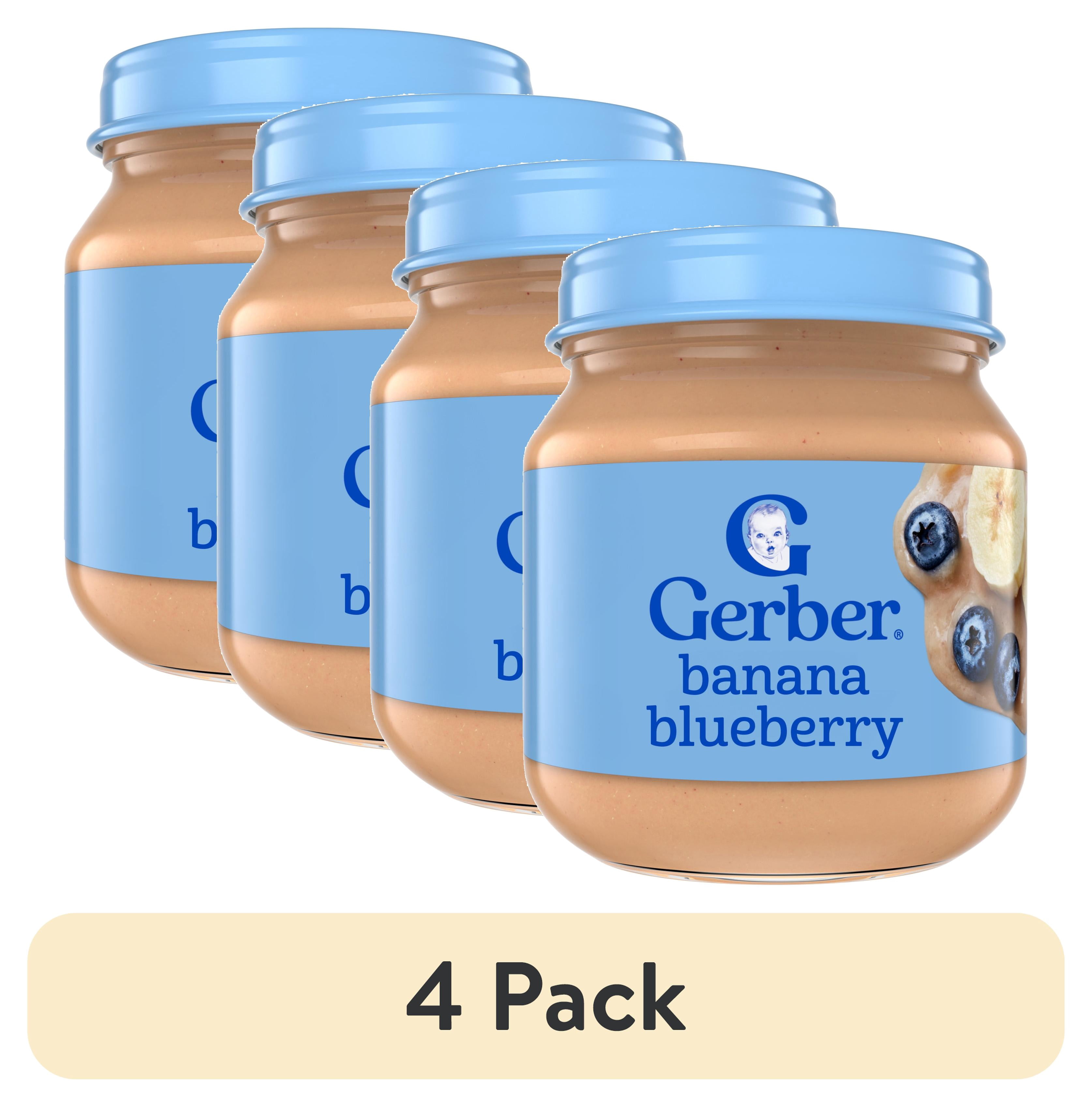 (4 pack) Gerber 2nd Foods Natural for Baby Wonder Foods Baby Food, Banana Blueberry, 4 oz Jar