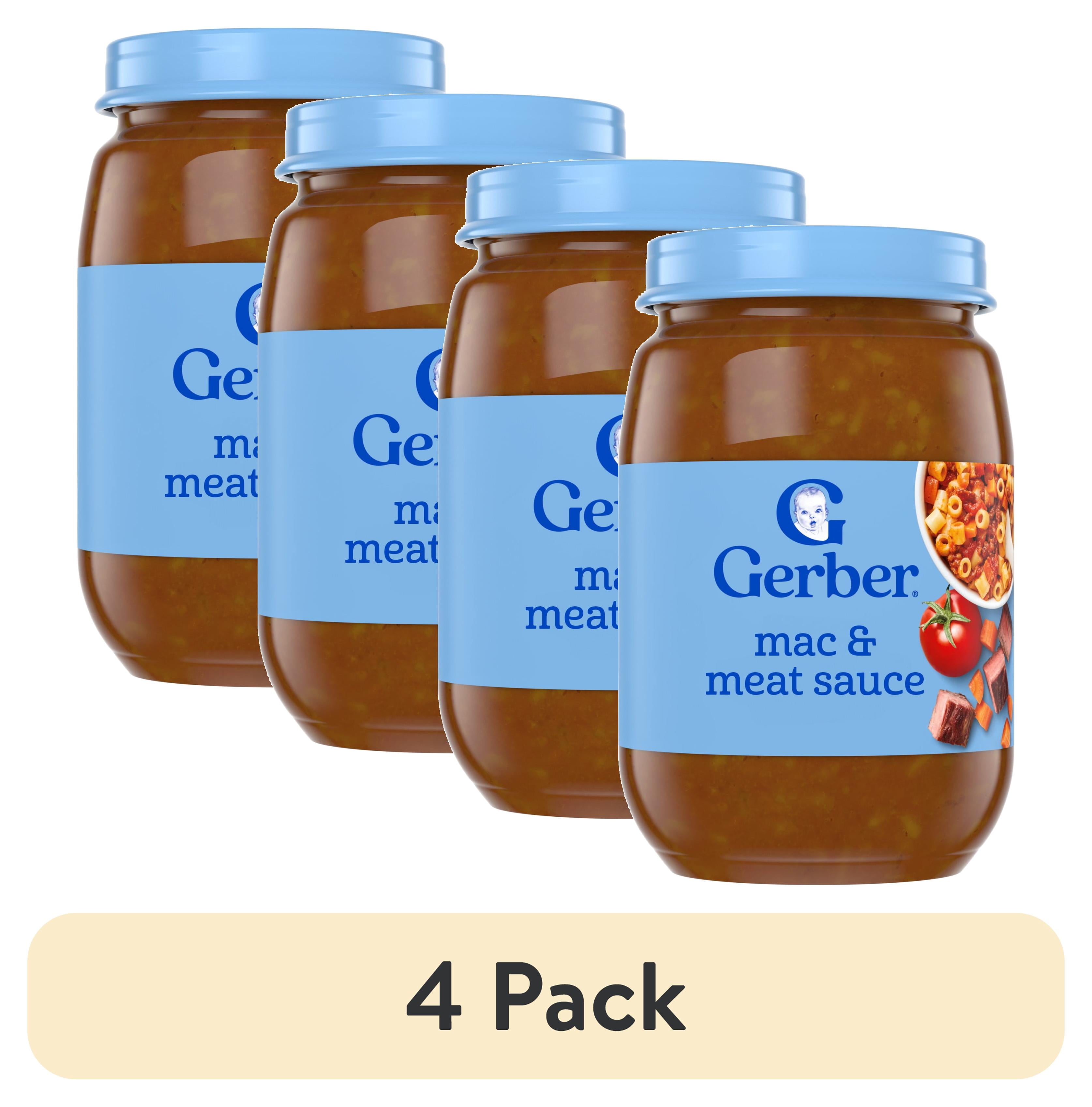 (4 pack) Gerber 3rd Foods Mealtime for Baby Baby Food, Mac & Meat Sauce, 6 oz Jar