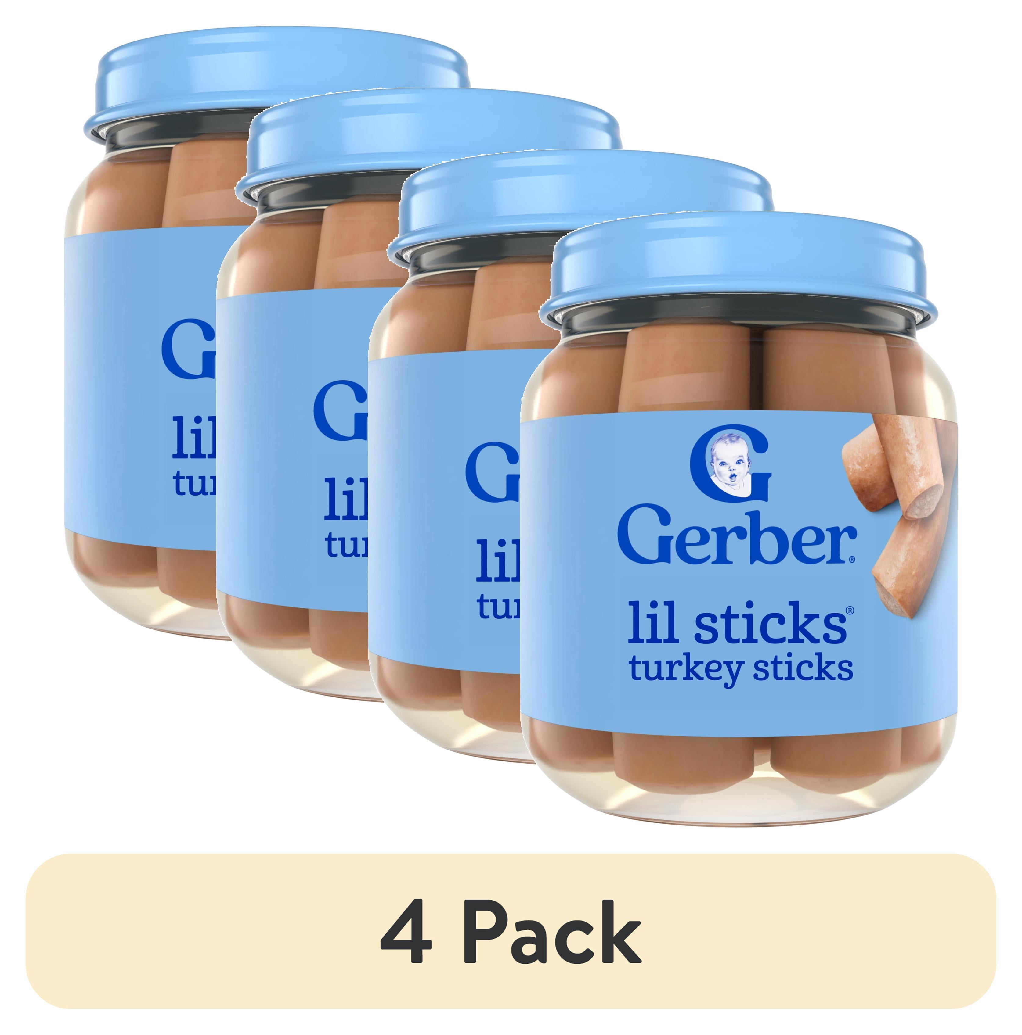 (4 pack) Gerber 3rd Foods Mealtime for Baby Lil' Sticks, Turkey, 2.5 oz, Jar