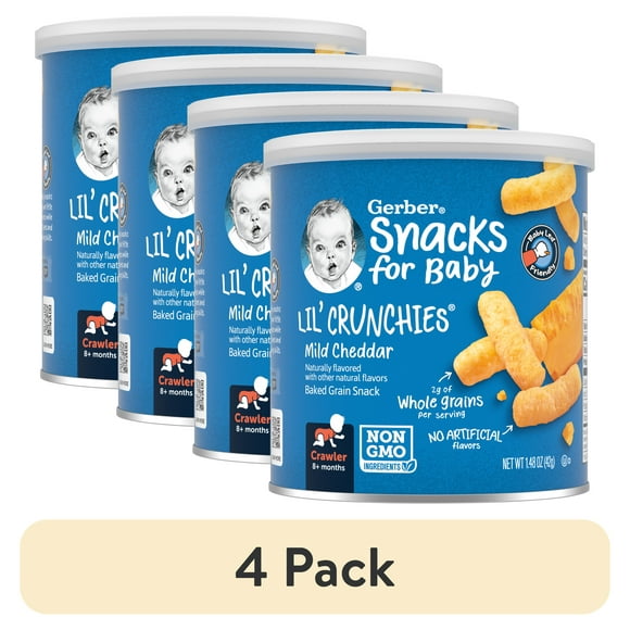 (4 pack) Gerber Stage 3 Baby Food, Mild Cheddar Crunchies Snacks,  1.48 oz C 1.48 oz