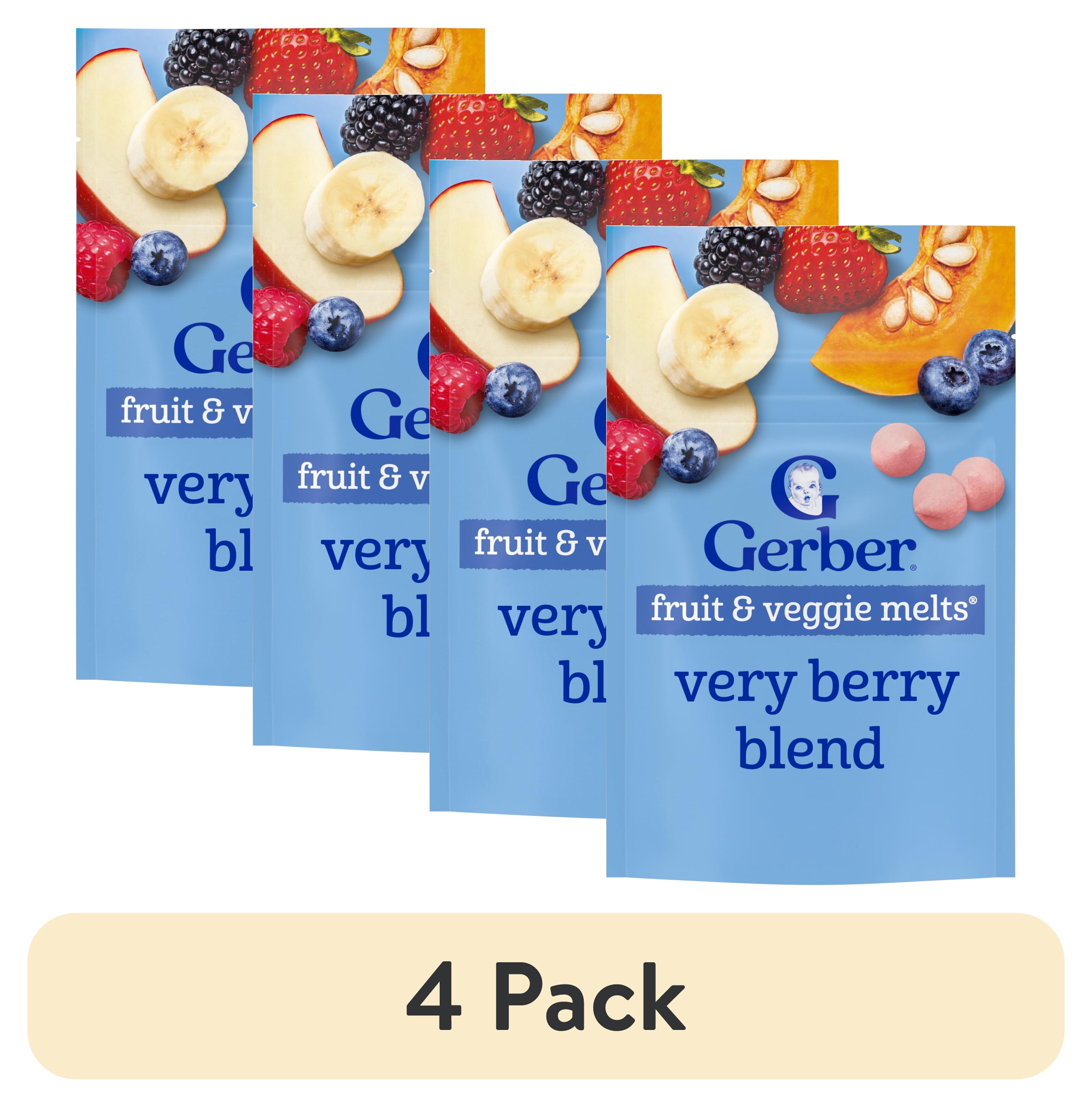 (4 pack) Gerber Snacks for Baby Fruit & Veggie Melts Baby Snack, Very Berry Blend, 1 oz Bag