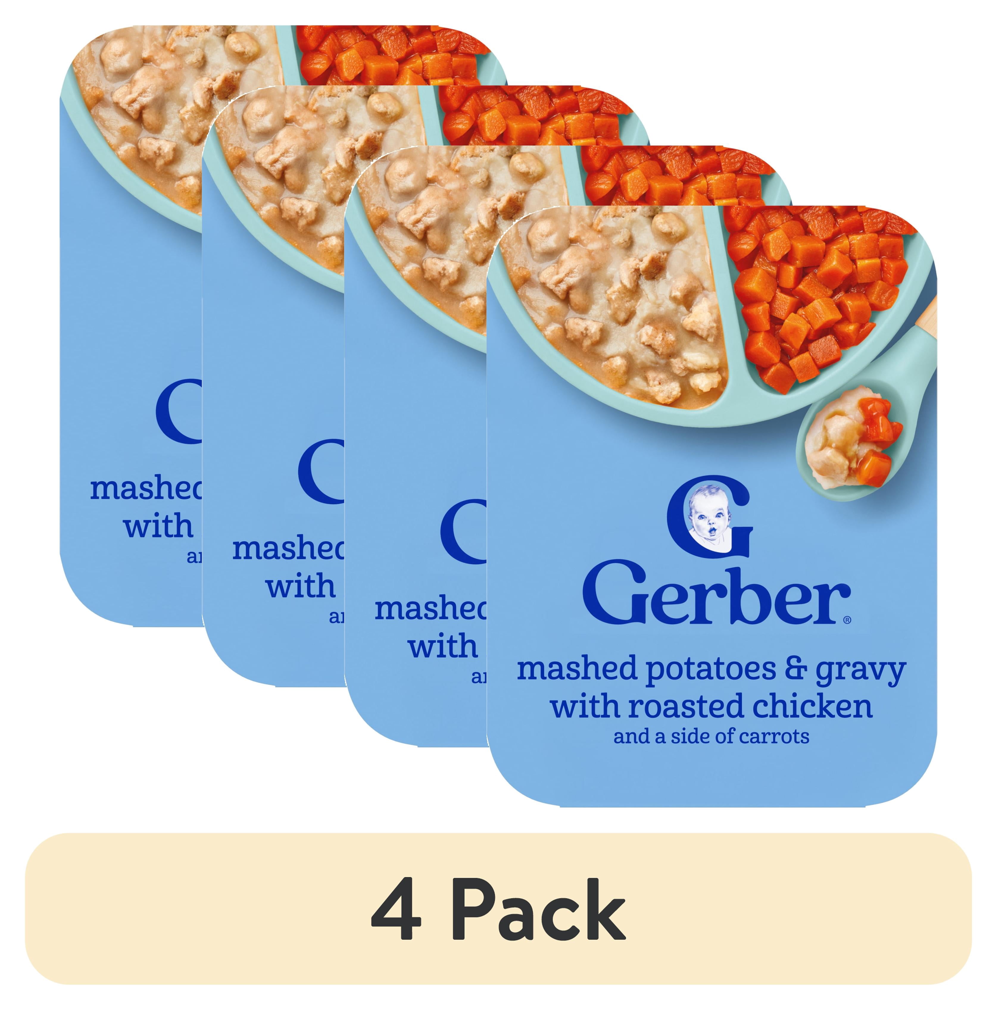 (4 pack) Gerber Toddler Food, Mashed Potatoes & Gravy with Chicken, Mealtime for Toddler 6.6 oz