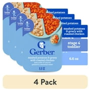 (4 pack) Gerber Toddler Food, Mashed Potatoes & Gravy with Chicken, Mealtime for Toddler 6.6 oz