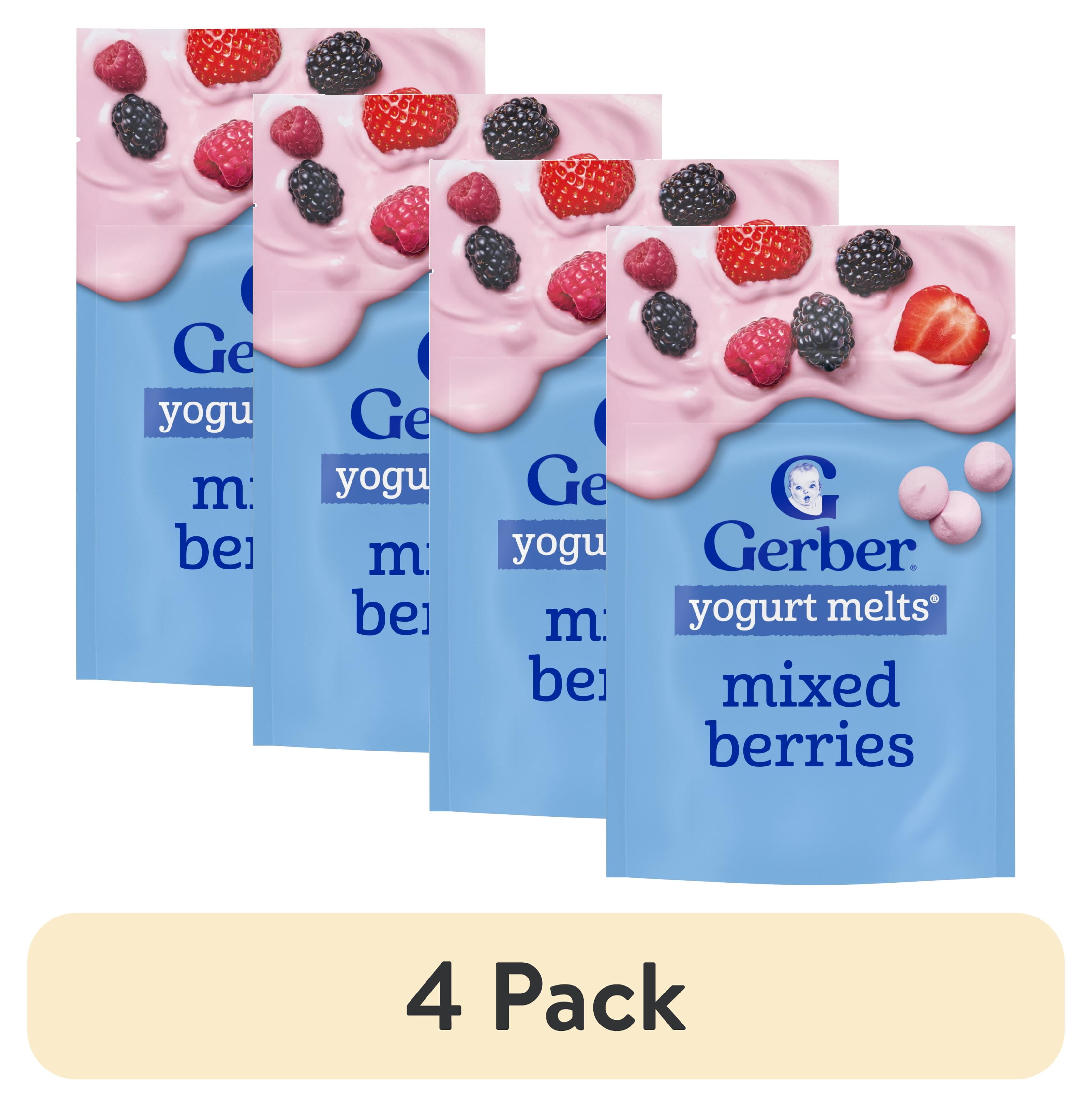 (4 pack) Gerber Stage 3 Baby Snacks, Yogurt Melts, Mixed Berries, 1 oz