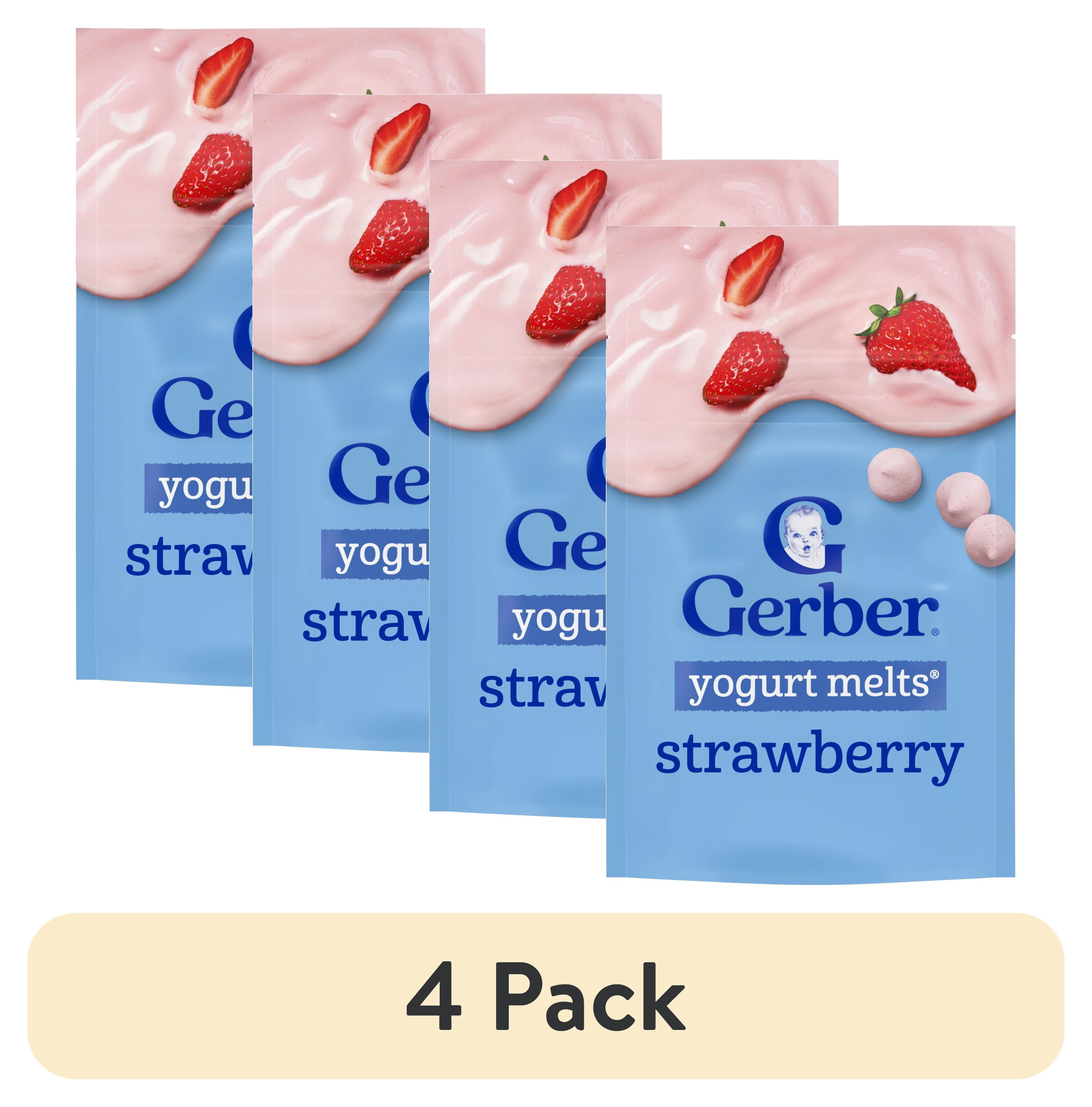 (4 pack) Gerber Stage 3 Baby Snacks, Yogurt Melts, Strawberry, 1 oz
