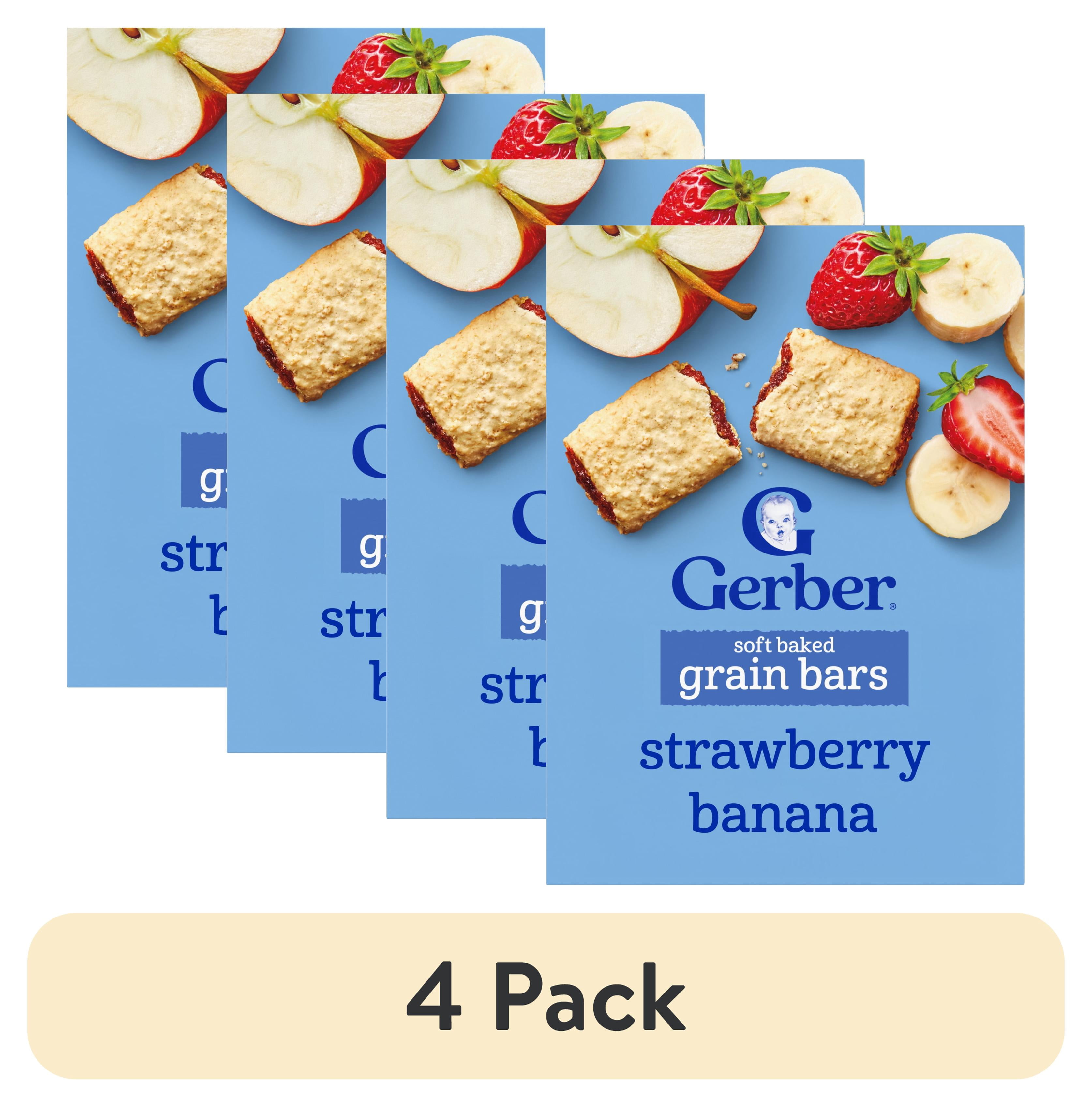 (4 pack) Gerber Toddler Snacks, Soft Baked Grain Bars, Strawberry Banana