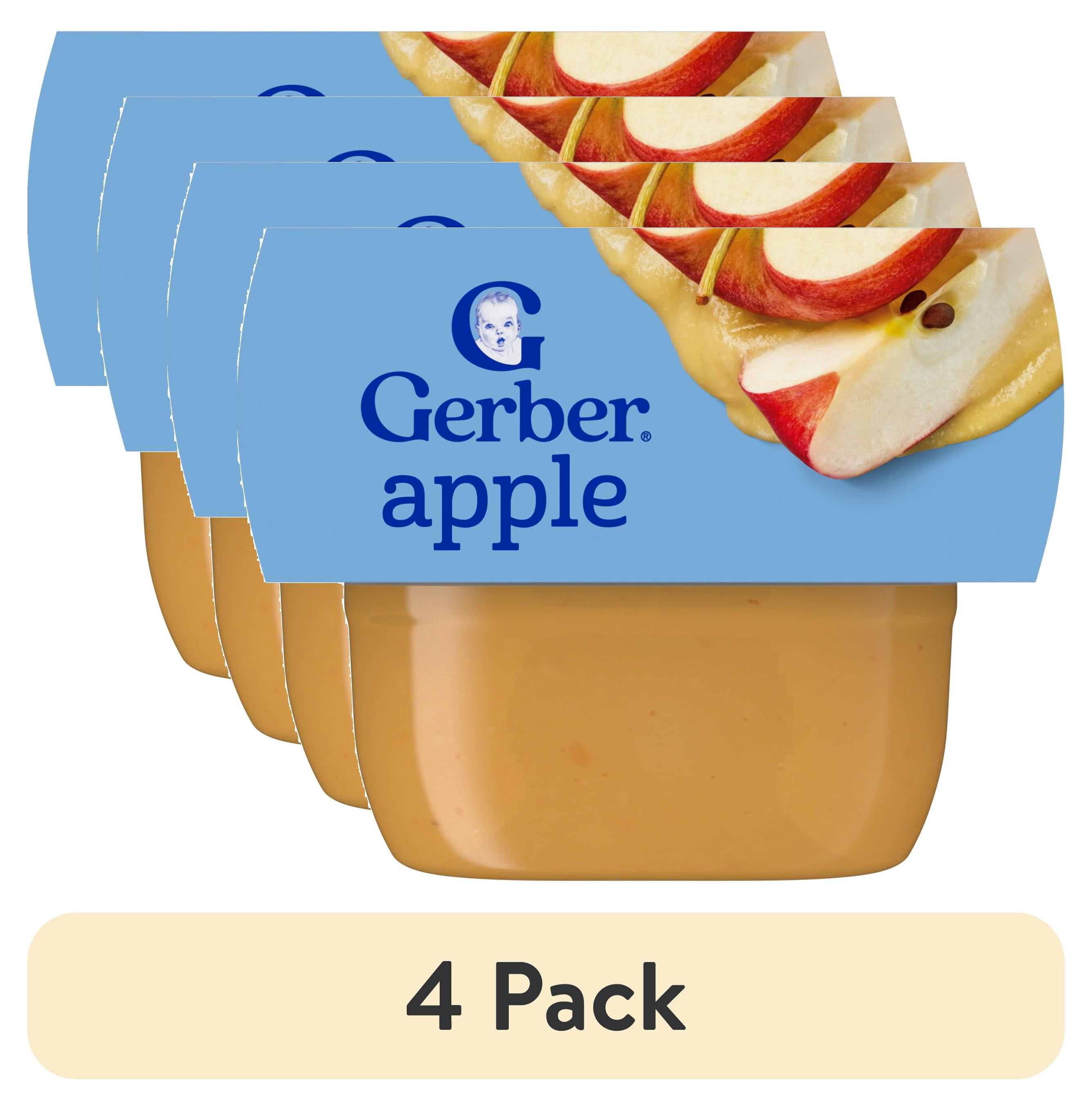 (4 pack) Gerber 1st Foods Baby Food, Apple Puree, Clean Label Project ...