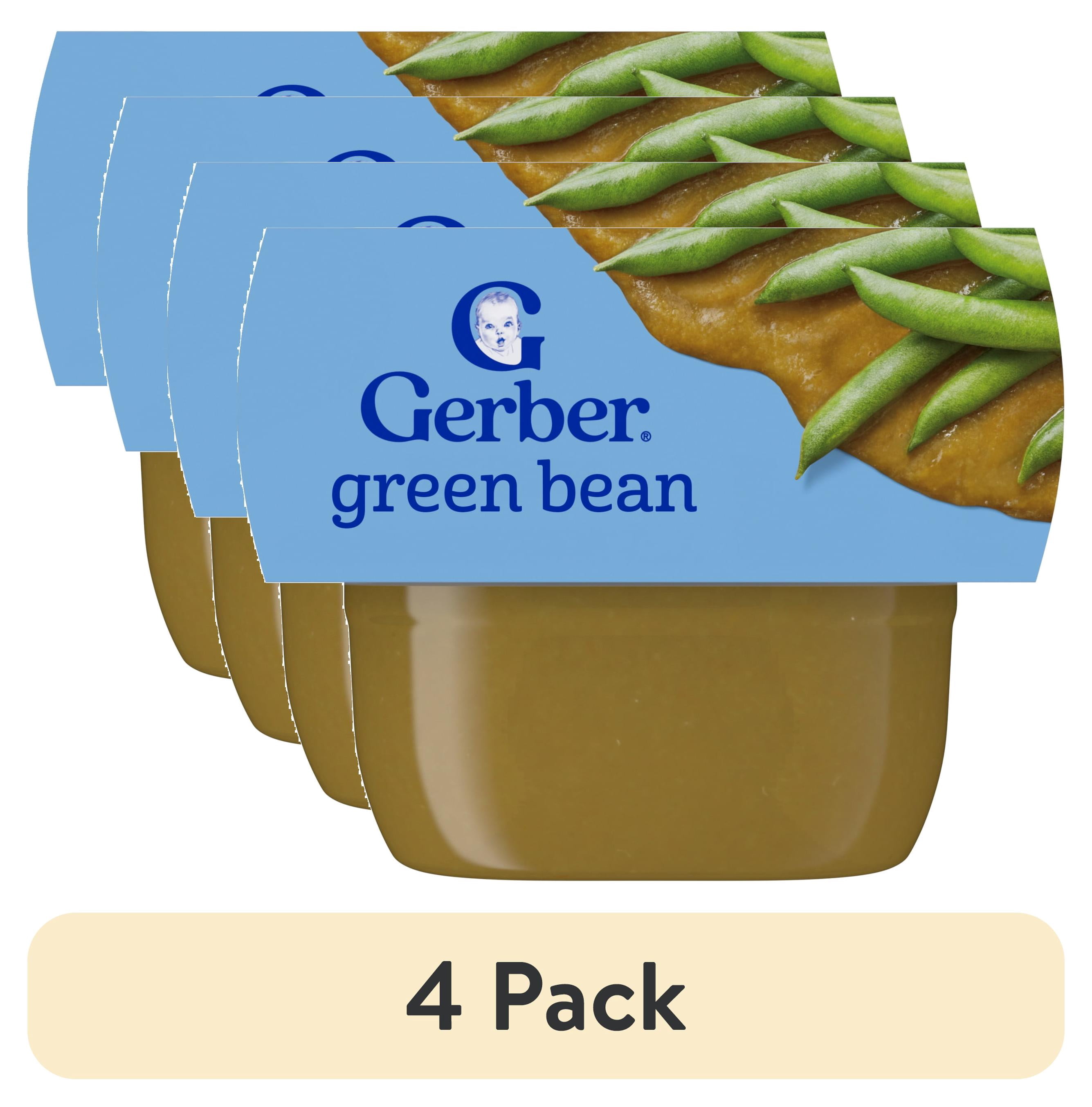 (4 pack) Gerber 1st Foods Natural for Baby Baby Food, Green Bean, 2 oz Tubs (2 Pack)
