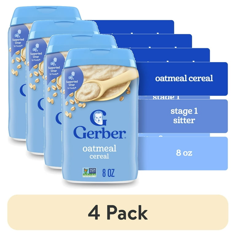 pack) Gerber Stage Baby Food, Baby Oatmeal Cereal, 8g Whole