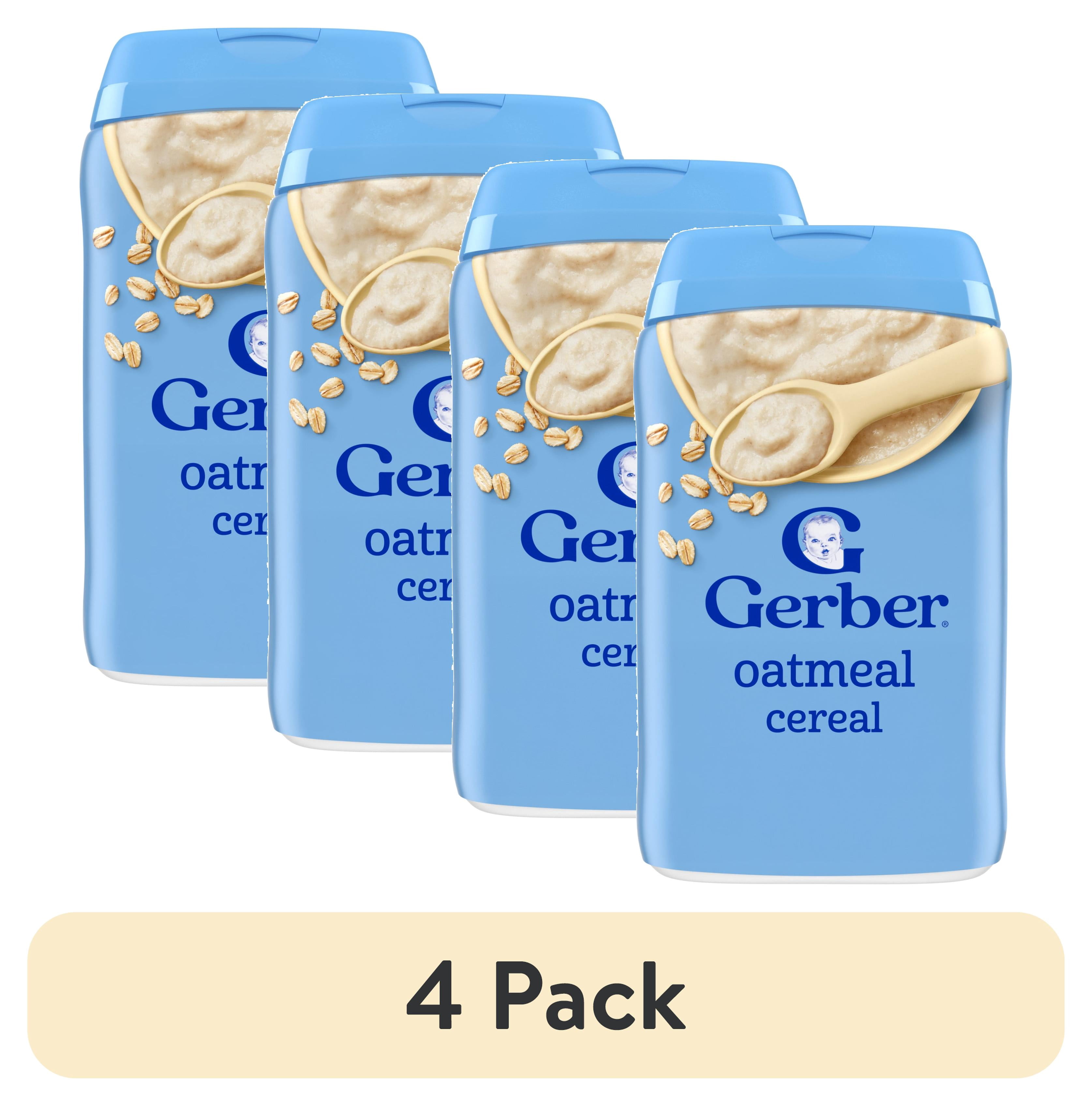 (4 pack) Gerber Stage 1 Baby Food, Baby Oatmeal Cereal, 8g Whole Grains, Infant Cereal 8 oz