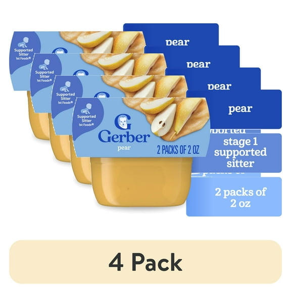 (4 pack) Gerber 1st Foods Baby Food, Pear, 2 oz Tubs (2 Pack)