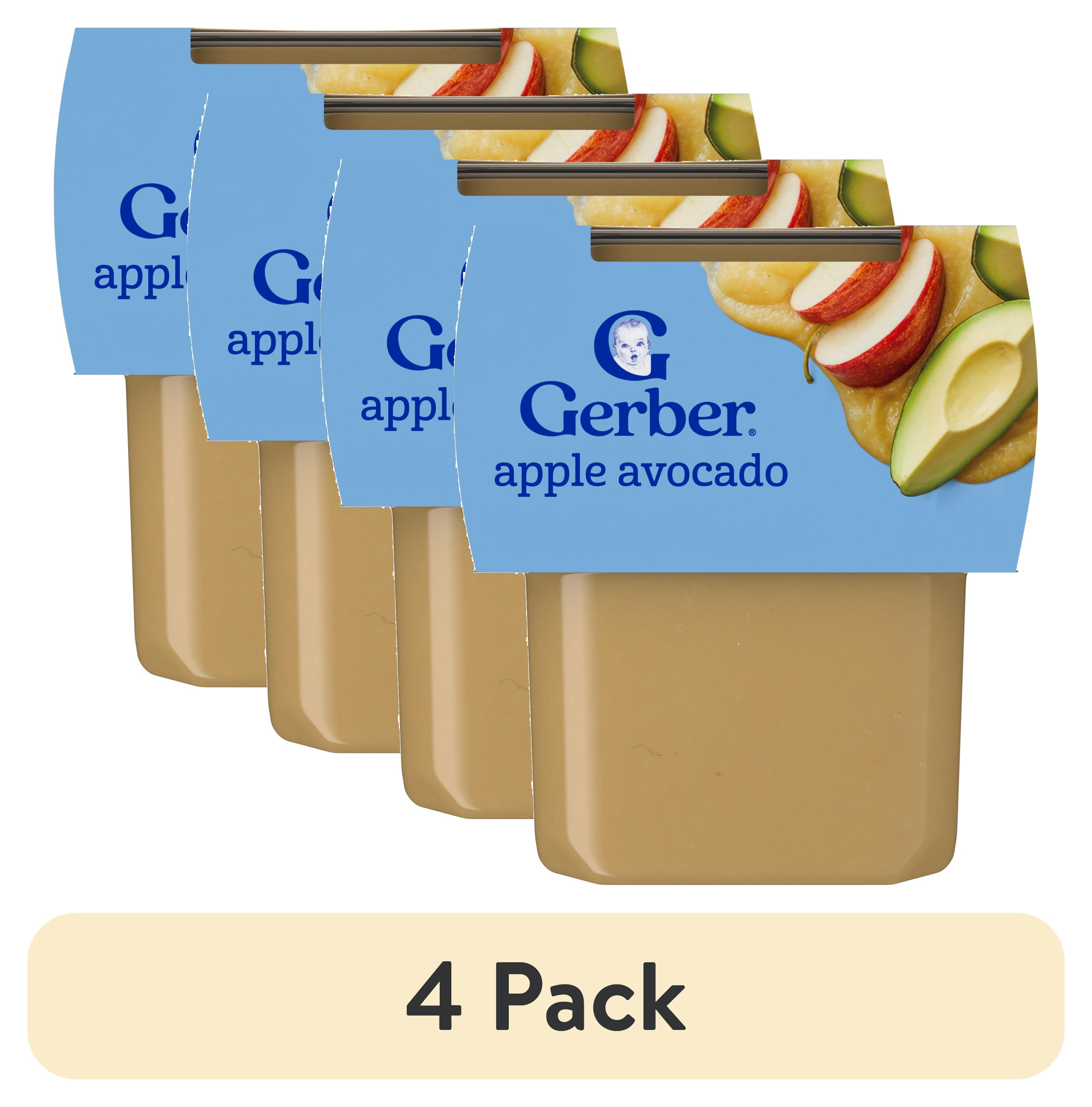 (4 pack) Gerber 2nd Foods, Apple Avocado Baby Food, 4 oz Tubs (2 Pack)