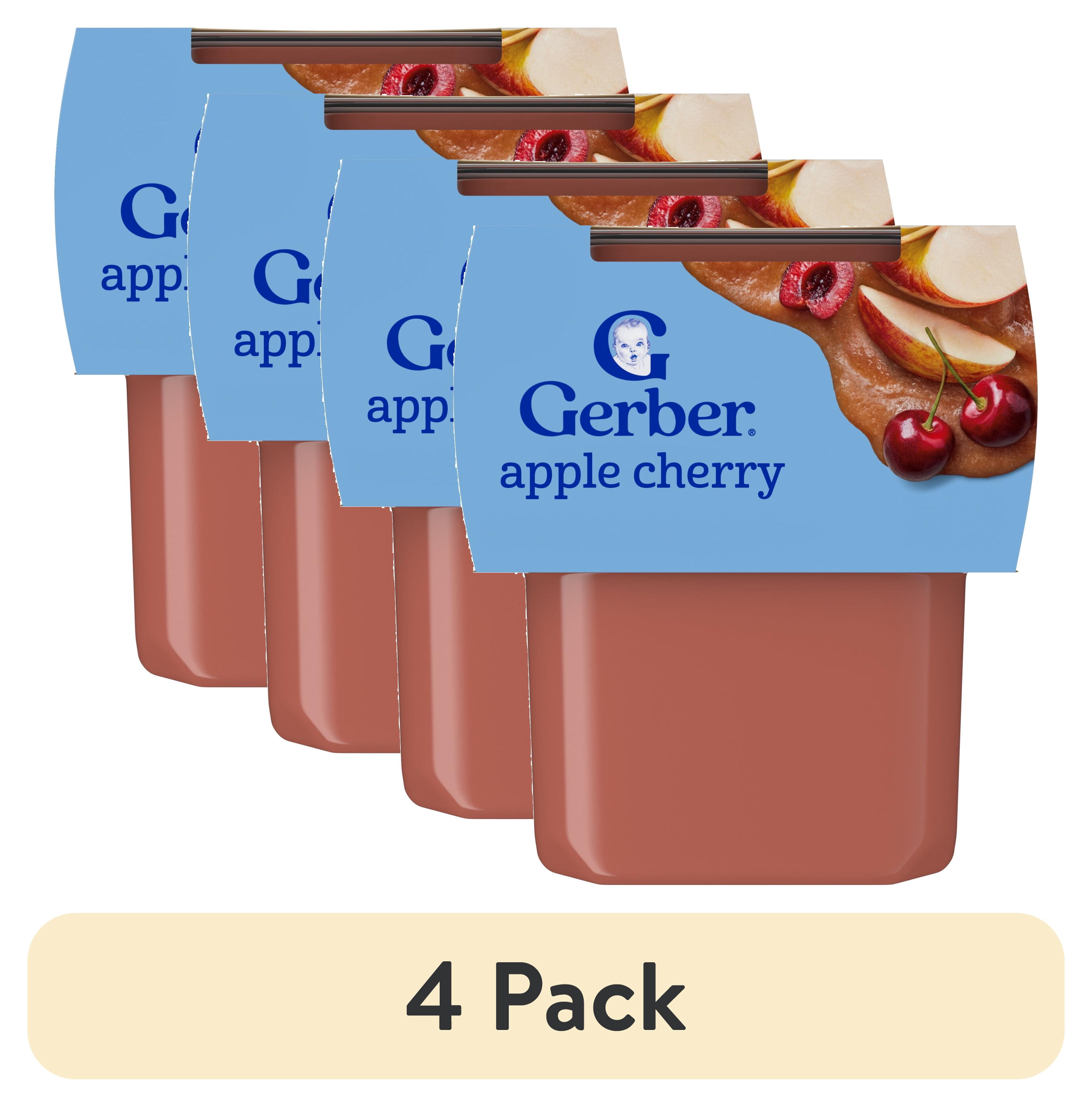 (4 pack) Gerber 2nd Foods Natural for Baby Baby Food, Apple Cherry, 4 oz Tubs (2 Pack)