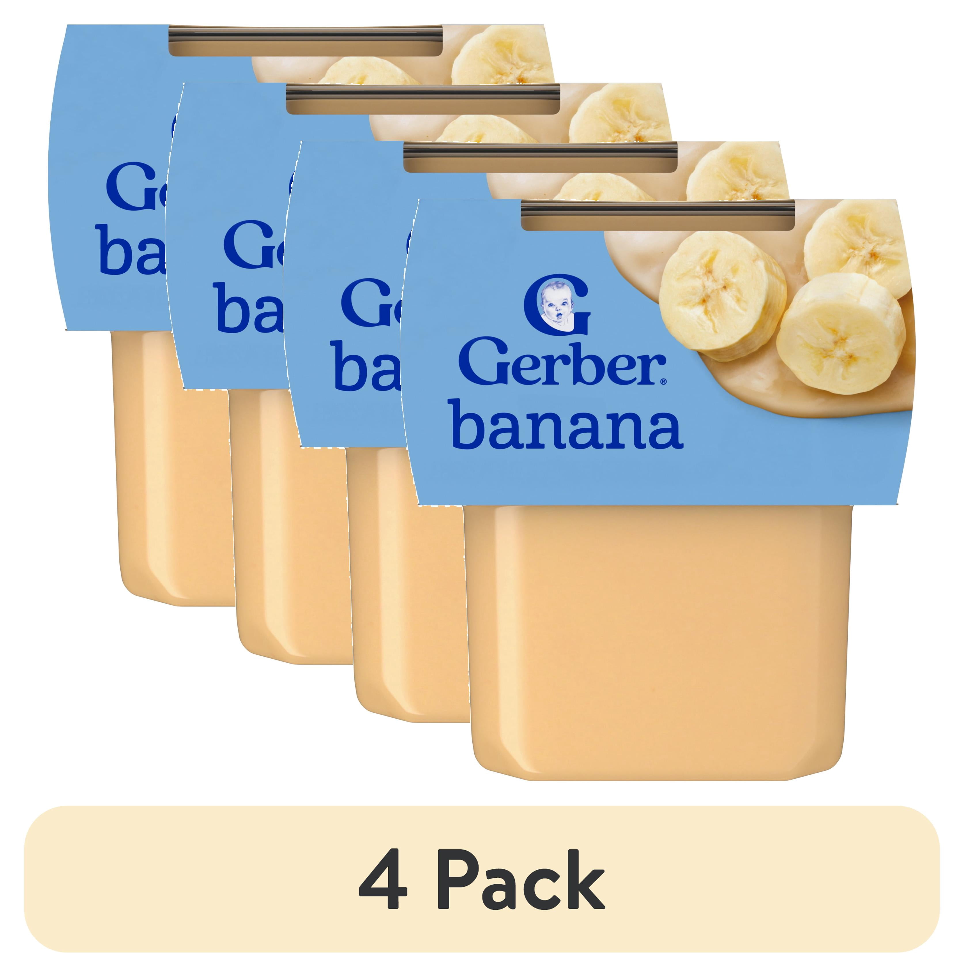 Gerber Stage 2 Baby Food Puree, Banana, 4 oz Tubs (2 Pack