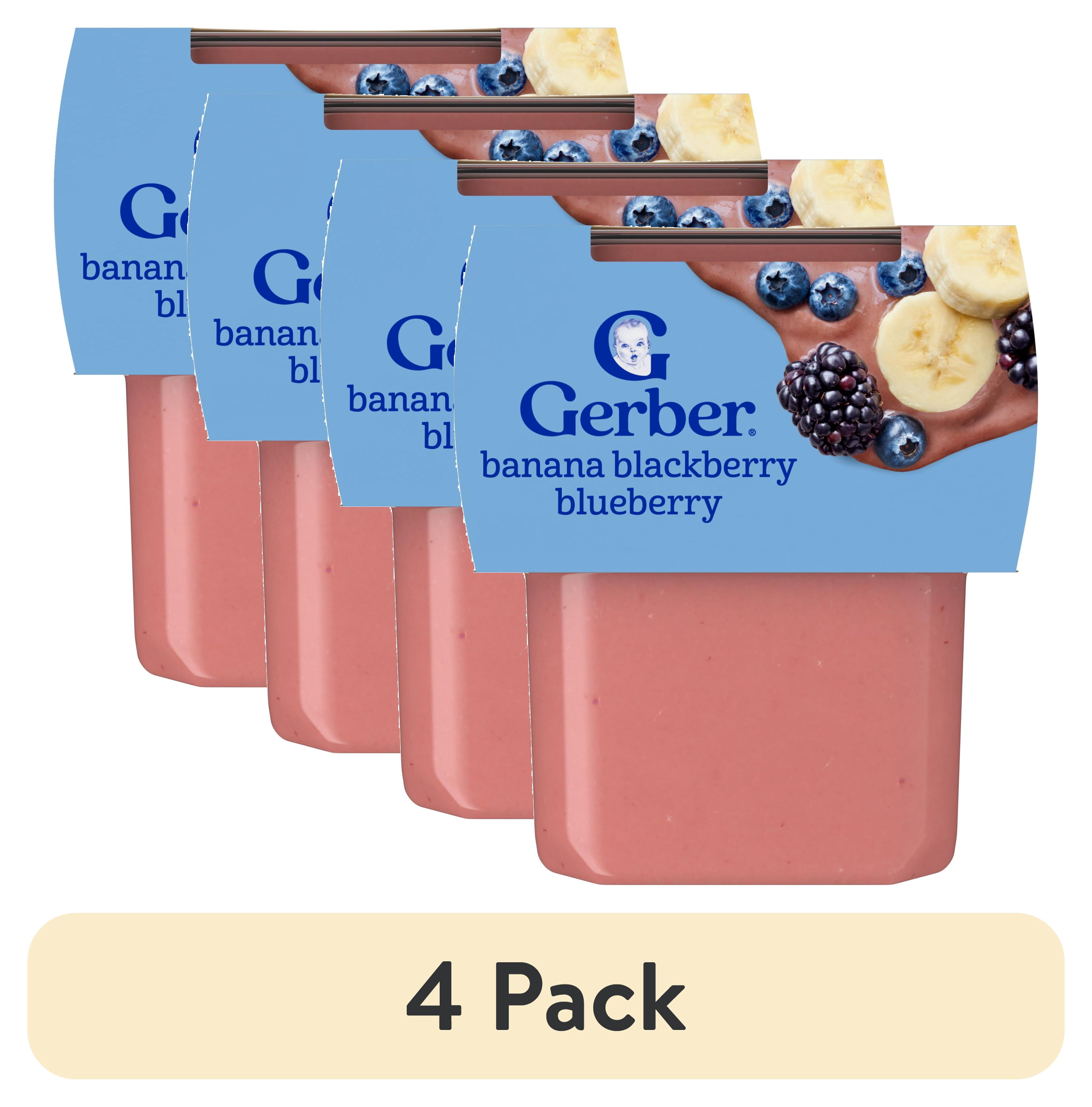 (4 pack) Gerber 2nd Foods Baby Food, Banana Blackberry Blueberry, 4 oz Tubs (2 Pack)