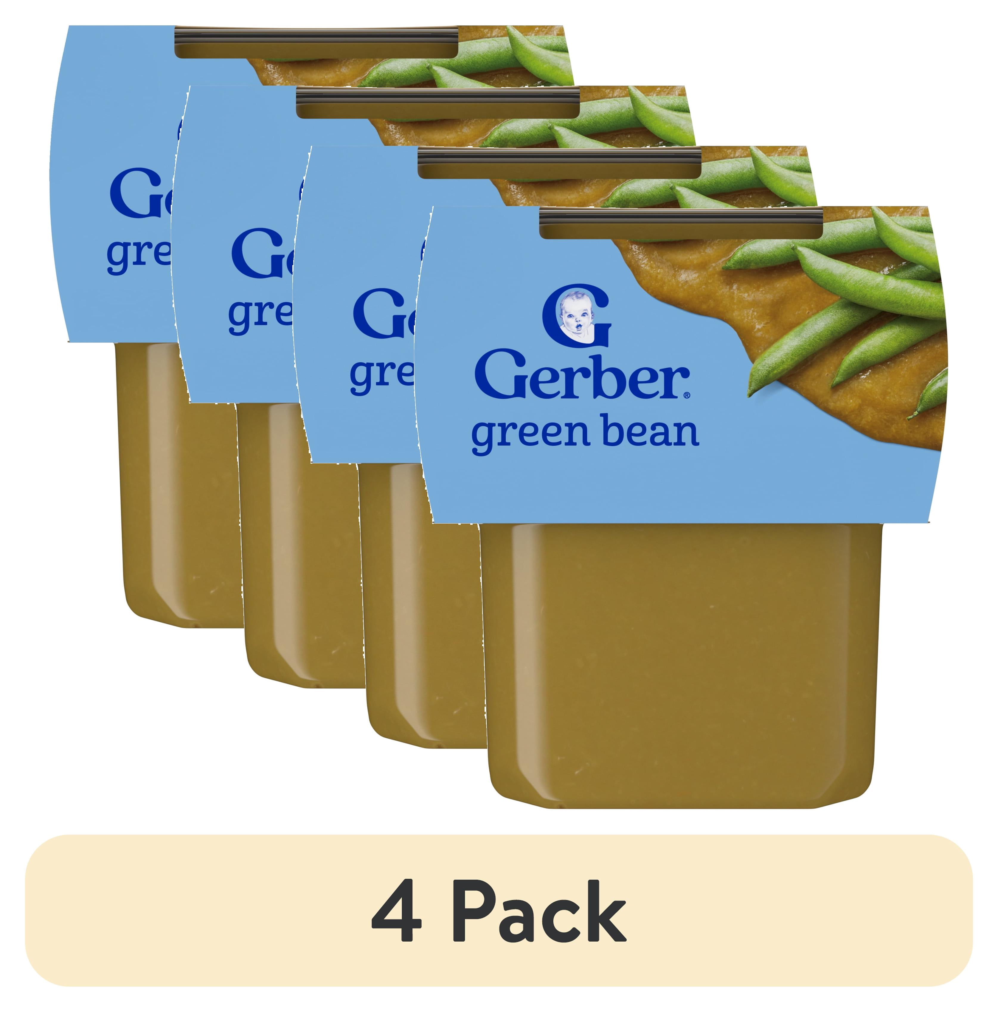 (4 pack) Gerber Stage 2 Baby Food, Green Beans Puree Tubs, Baby Puree, 2PK 8 oz