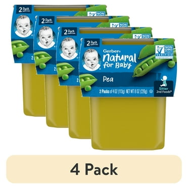 (4 pack) Gerber 2nd Foods Natural for Baby Baby Food, Pea, 4 oz Tubs (2 Pack)