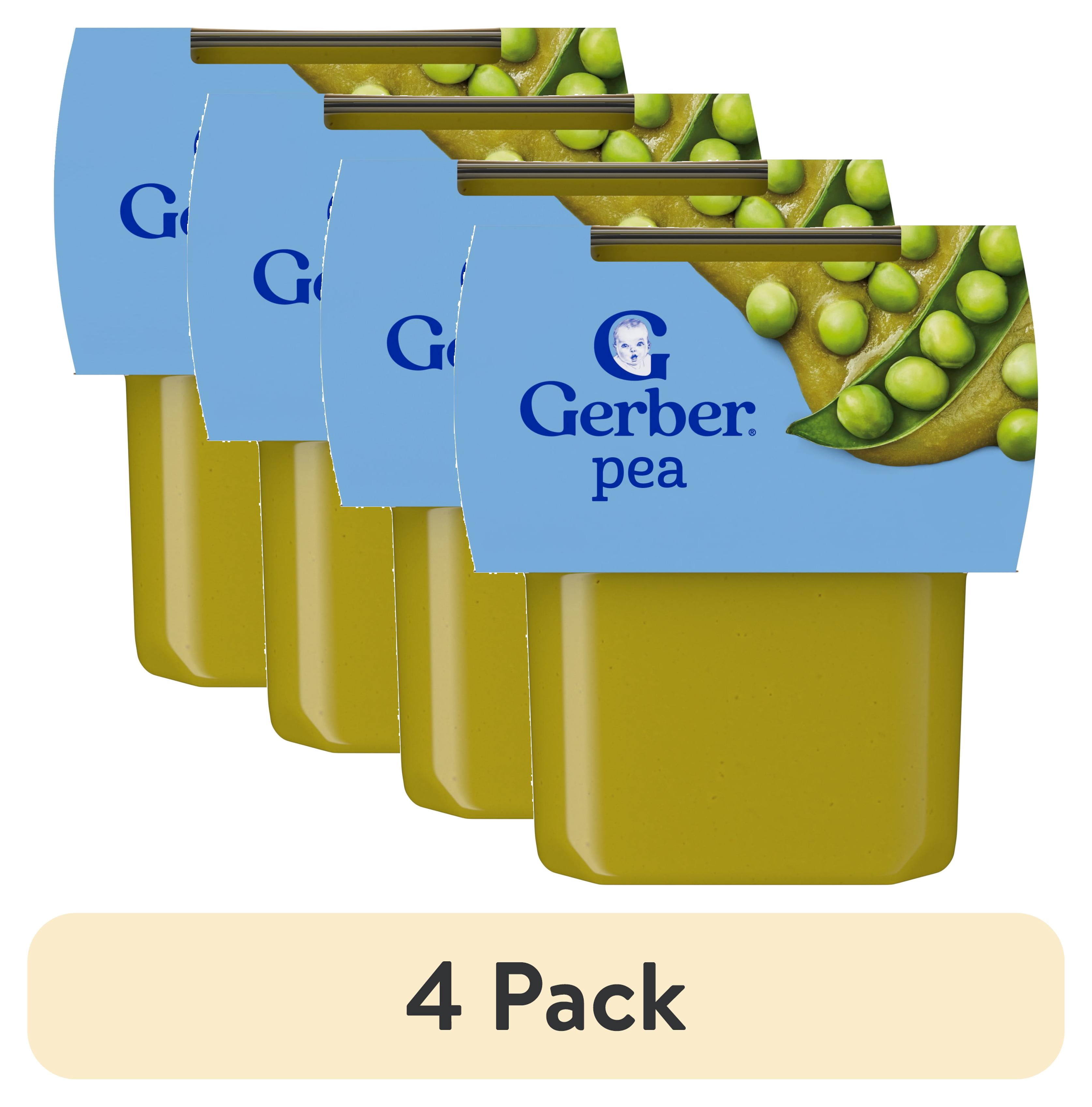 (4 pack) Gerber 2nd Foods Natural for Baby Baby Food, Pea, 4 oz Tubs (2 Pack)