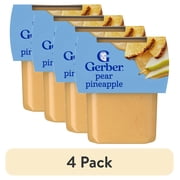 (4 pack) Gerber Stage 2 Baby Food, Pear Pineapple Puree Tub, Baby Puree, 2PK 8 oz