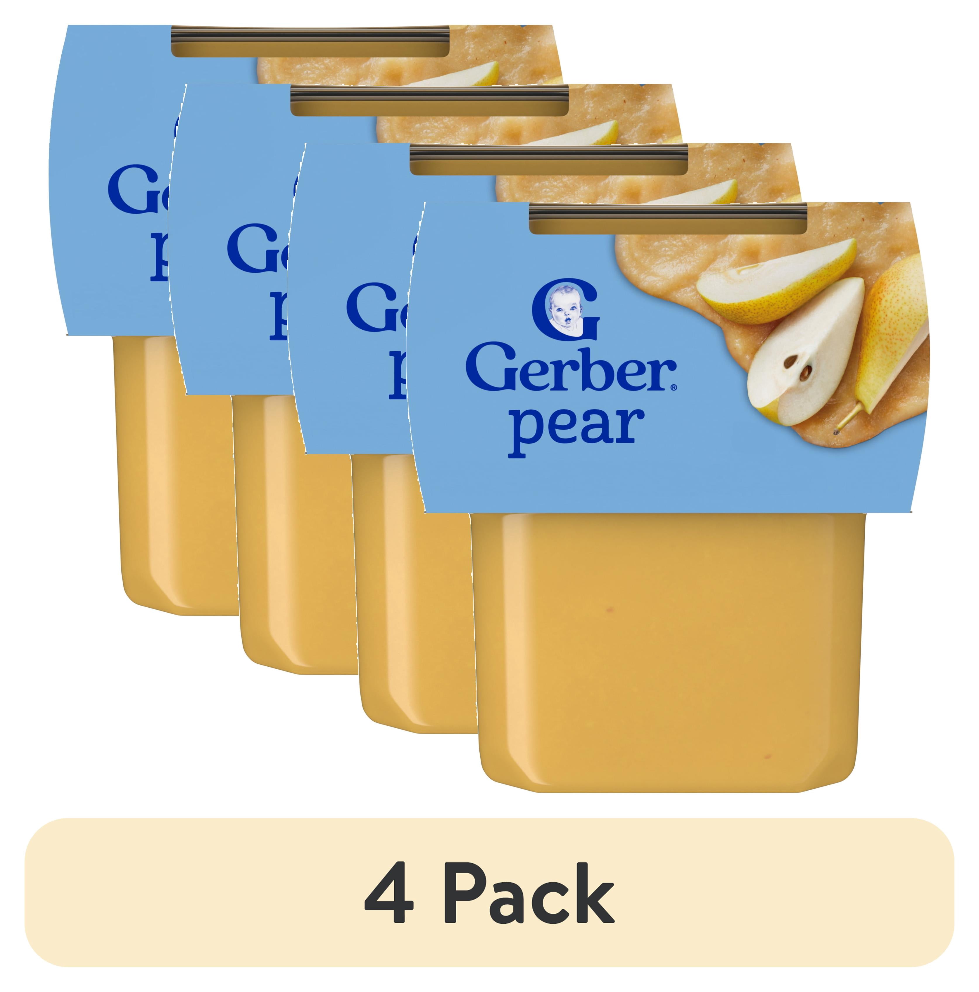 (4 pack) Gerber Stage 2 Baby Food Puree, Pear, 4 oz Tubs (2 Pack)