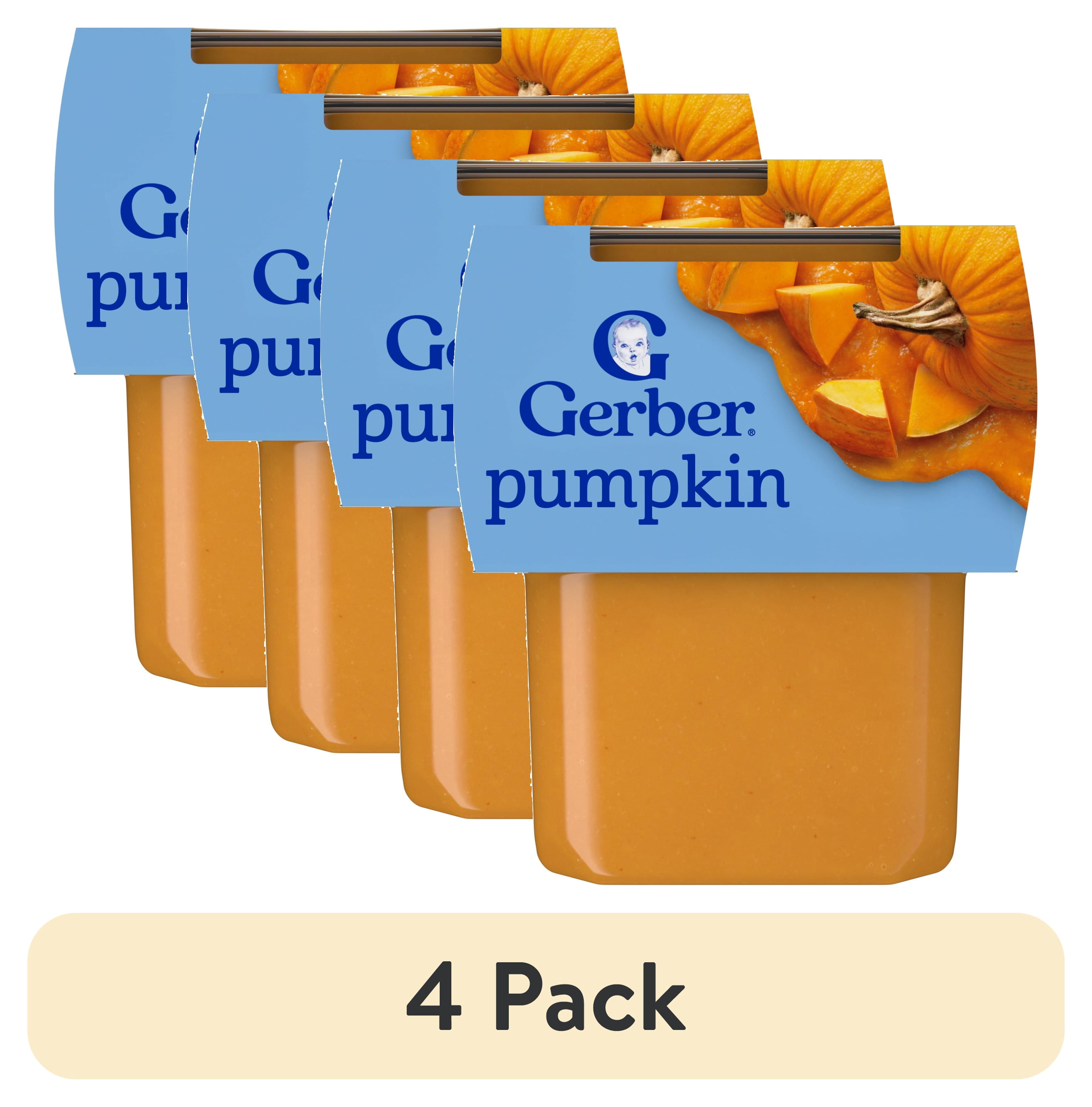 (4 pack) Gerber Stage 2 Baby Food, Pumpkin Puree Tubs, Baby Puree, 2PK 8 oz