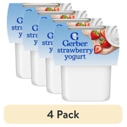 (4 pack) Gerber Yogurt Blends Stage 3 Baby Snacks Strawberry, 4 oz Tubs (Pack of 2)