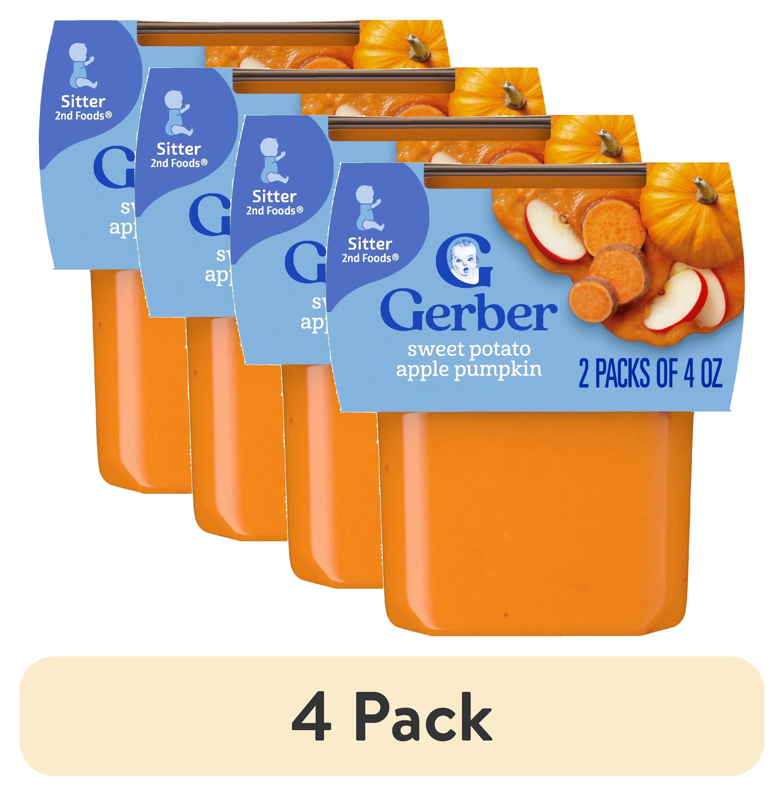 (4 pack) Gerber 2nd Foods Natural for Baby Veggie Power Baby Food, Sweet Potato Apple Pumpkin, 4 oz Tubs (2 Pack)
