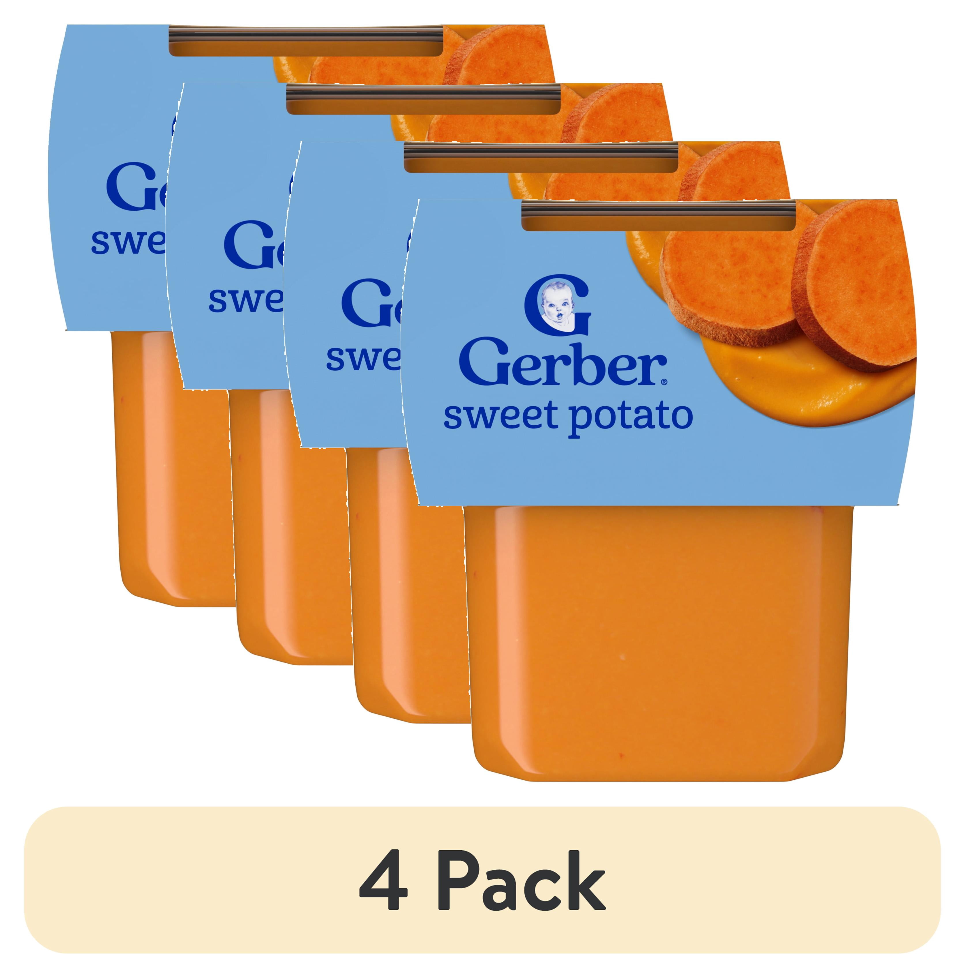 (4 pack) Gerber Stage 2 Baby Food Puree, Sweet Potato, 4 oz Tubs (2 Pack)