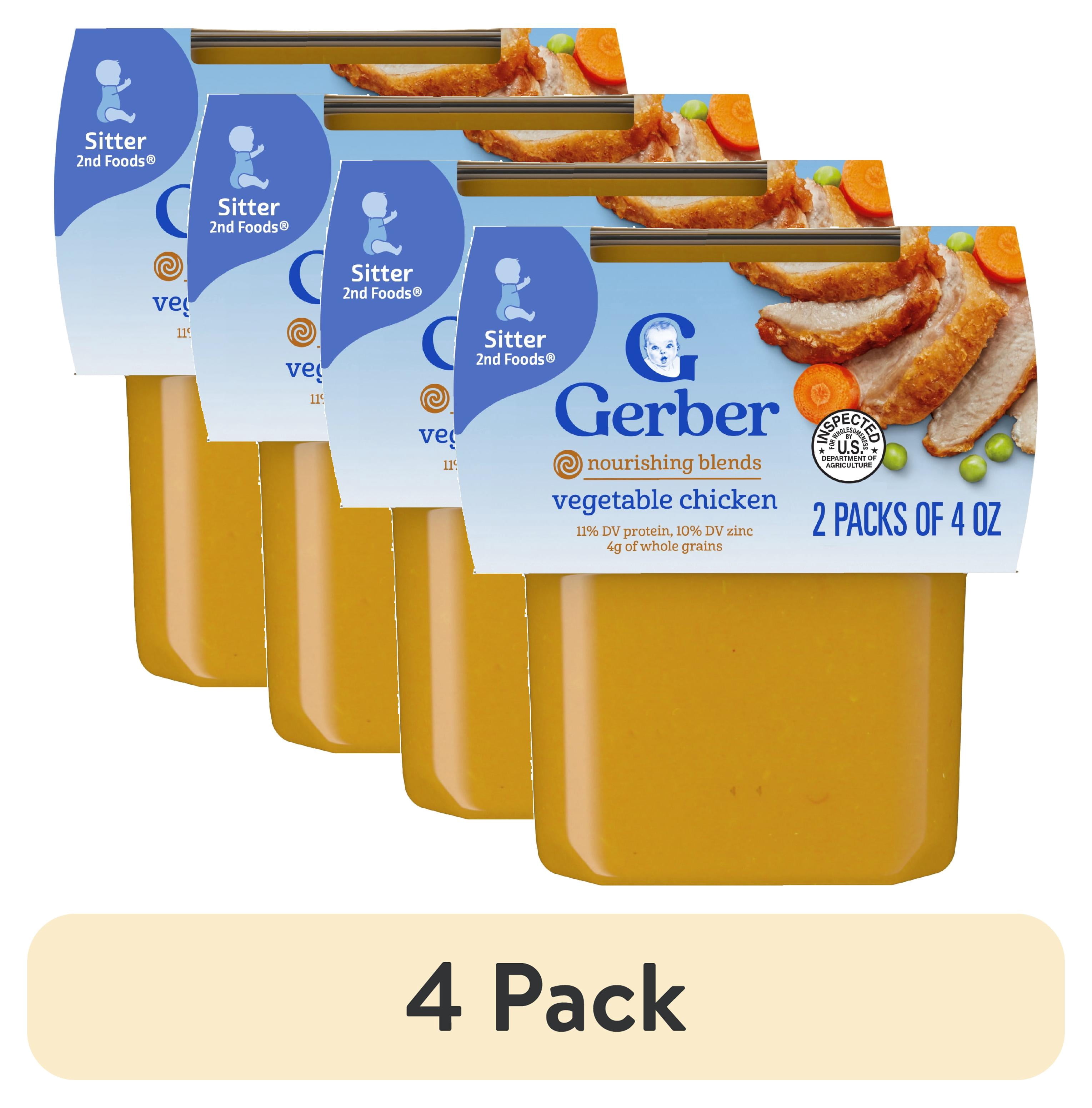 (4 pack) Gerber 2nd Foods Baby Foods, Vegetable Chicken Dinner, 4 oz Tubs (2 Pack)