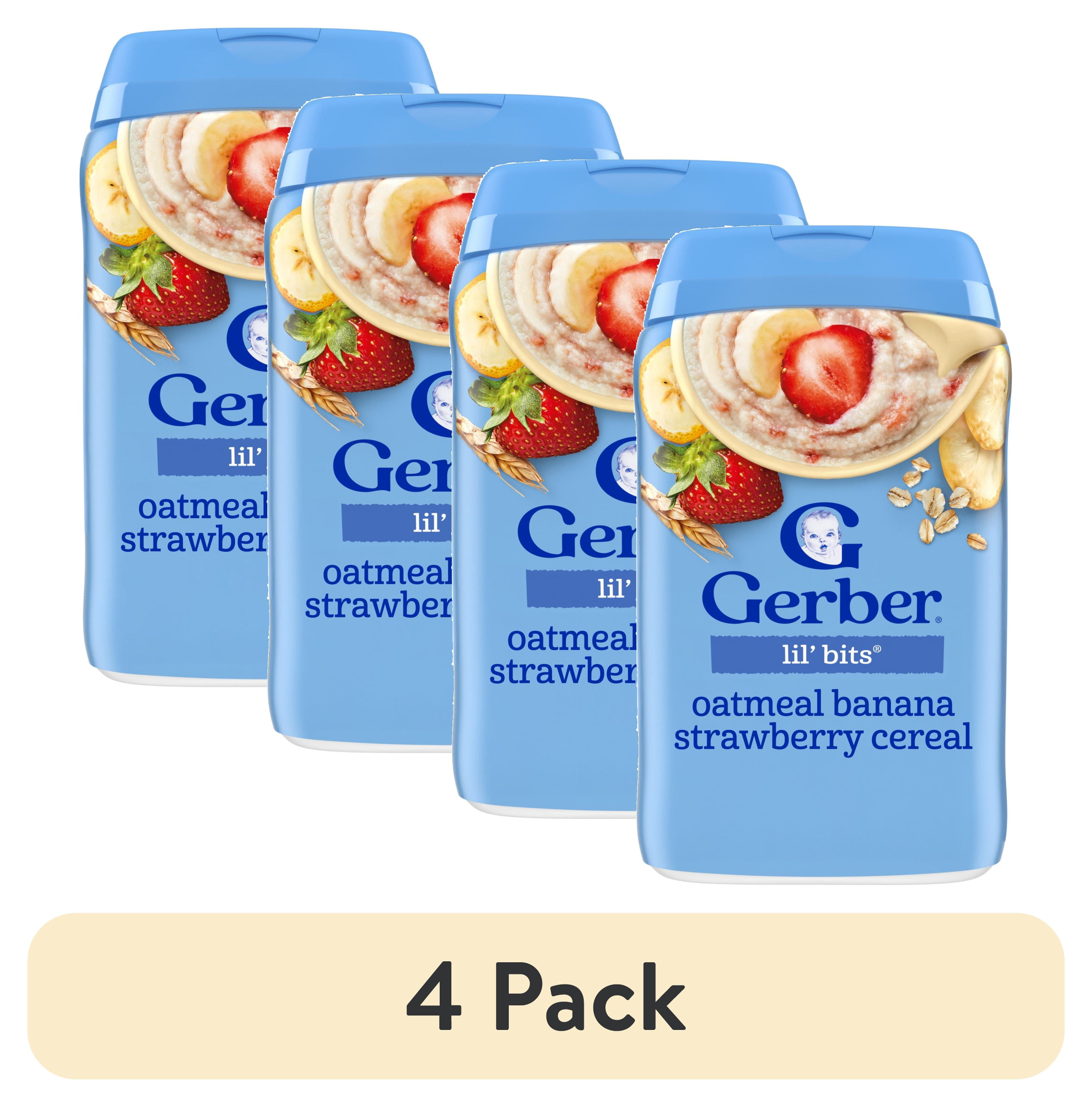 (4 pack) Gerber Stage 3 Baby Food, Oatmeal Banana Strawberry Cereal, Baby Oatmeal Cereal 8 oz