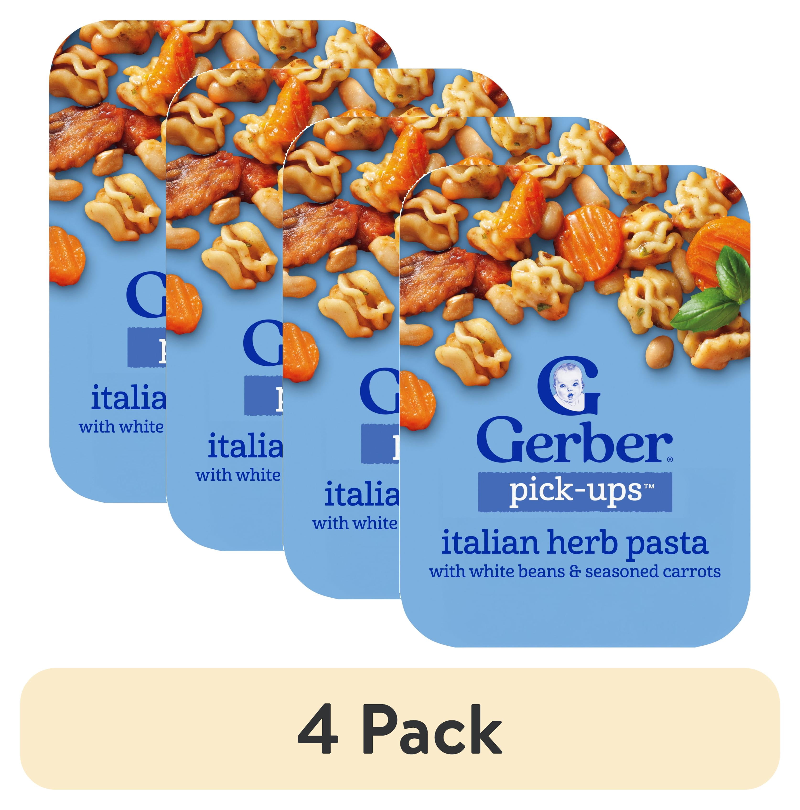 (4 pack) Gerber Stage 3 Baby Food, Italian Herb Pasta Pick-Ups, Crawler 8+ Months, Baby Finger Foods, 5.8 oz