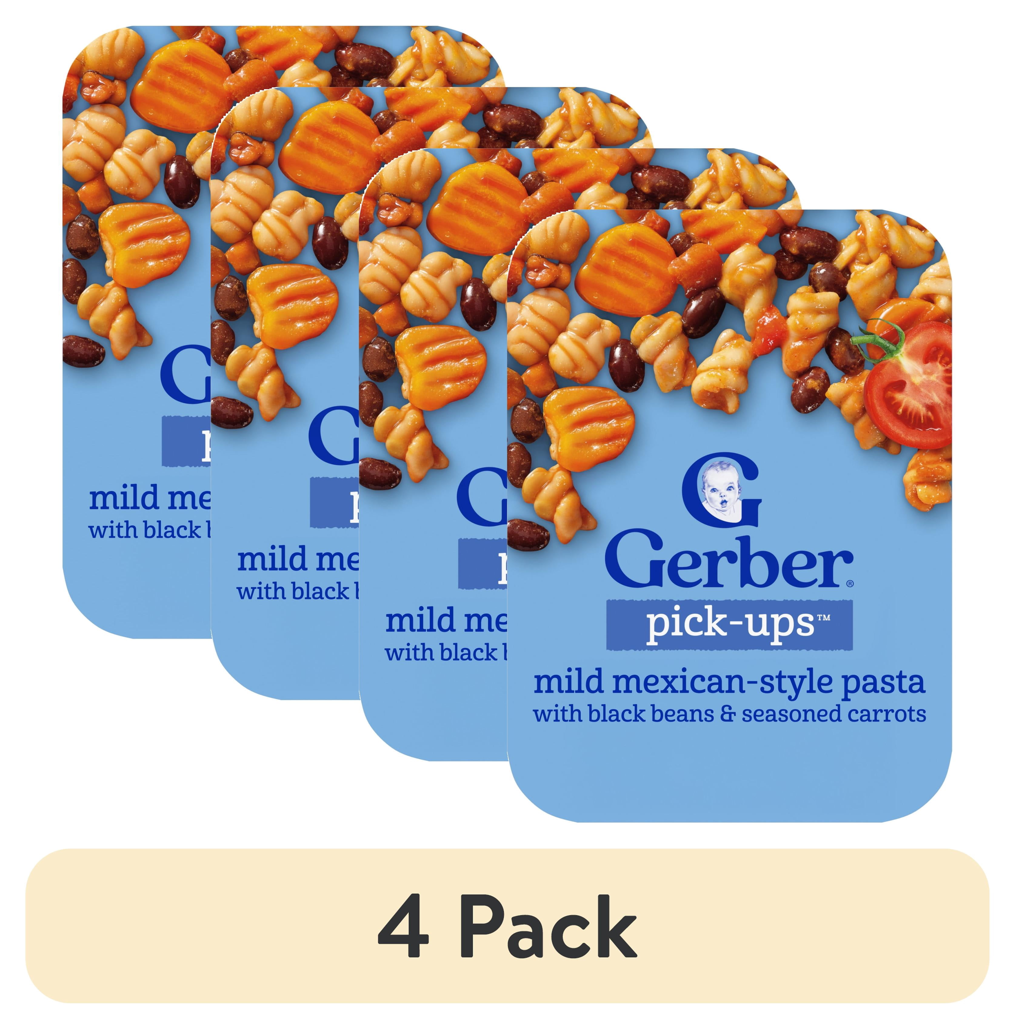 (4 pack) Gerber Stage 3 Baby Food, Mexican-Style Pasta, Pick-Ups, Baby Led Feeding 5.8 oz