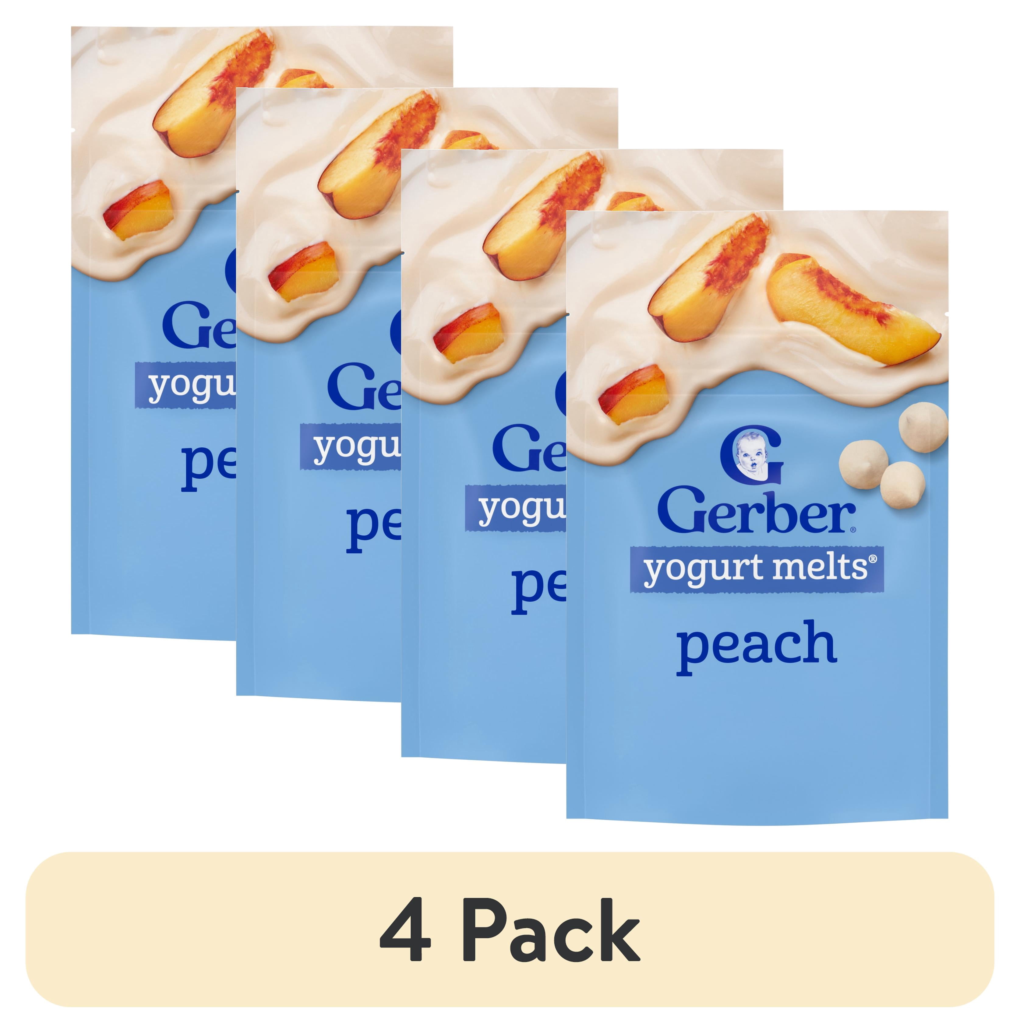 (4 pack) Gerber Snacks for Baby Yogurt Melts, Peach, 1 oz Bag