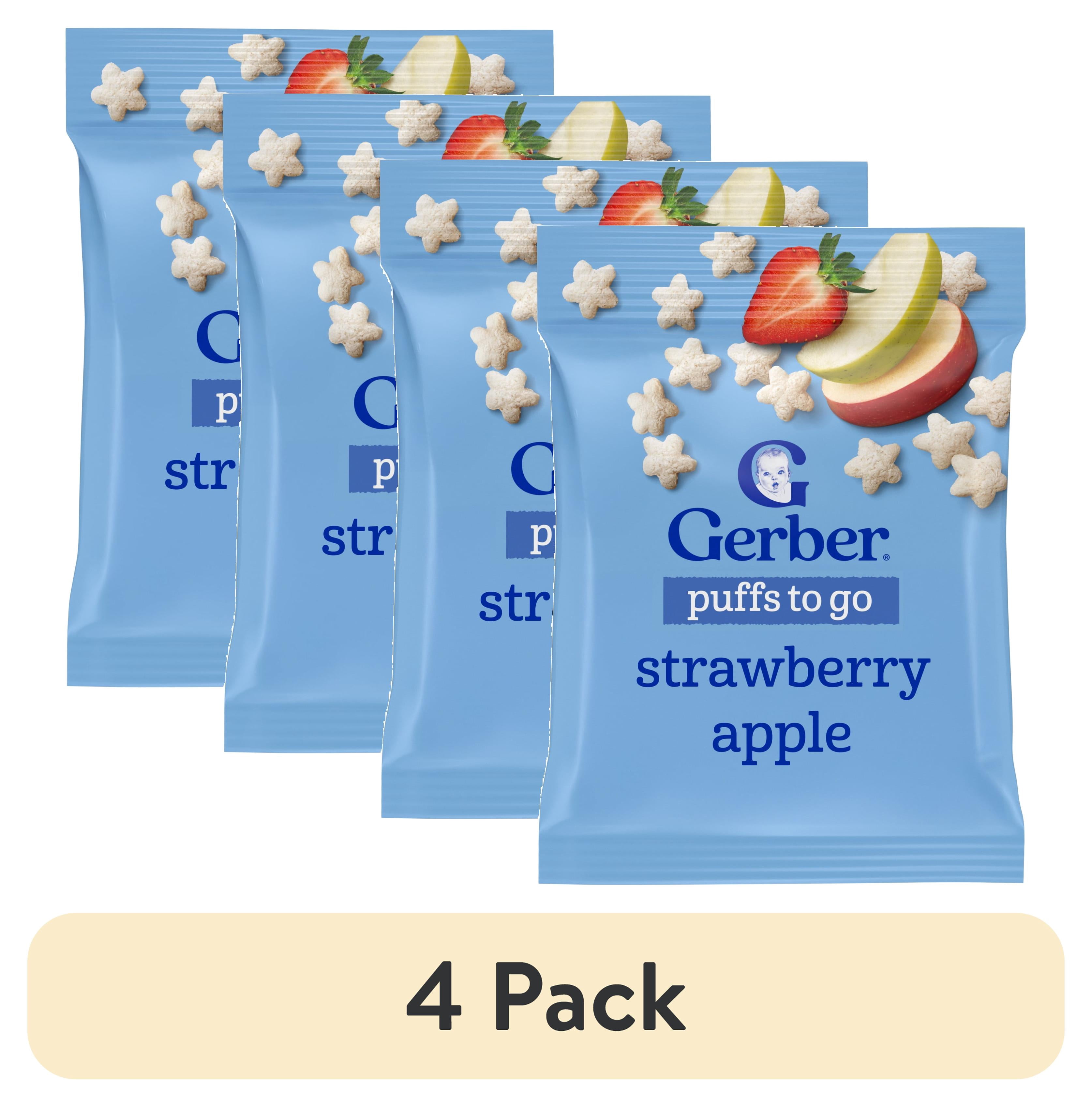 (4 pack) Gerber Stage 3 Baby Snacks, Strawberry Apple Puffs, Grain Snack, Baby Led Feeding 0.5 oz
