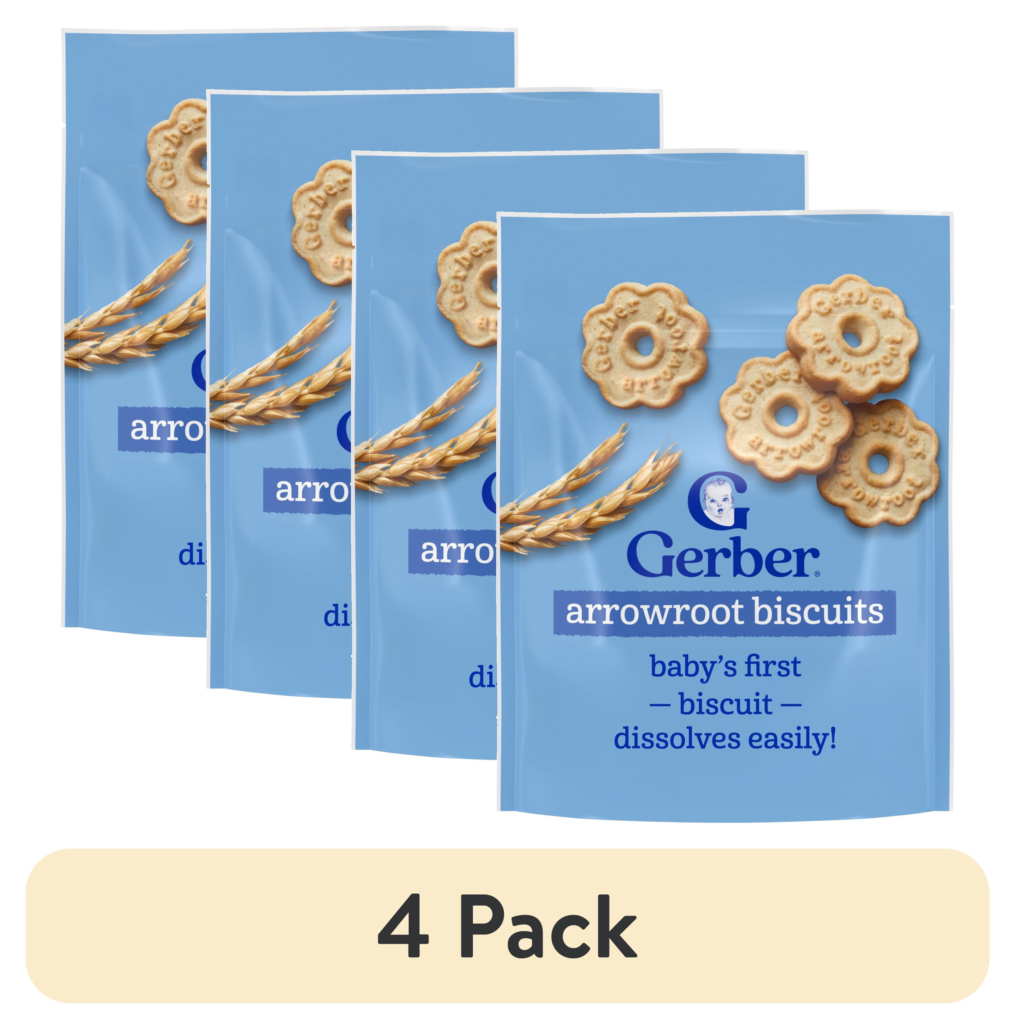 (4 pack) Gerber Baby Snacks Biscuits, Arrowroot, 5.5 oz Bag