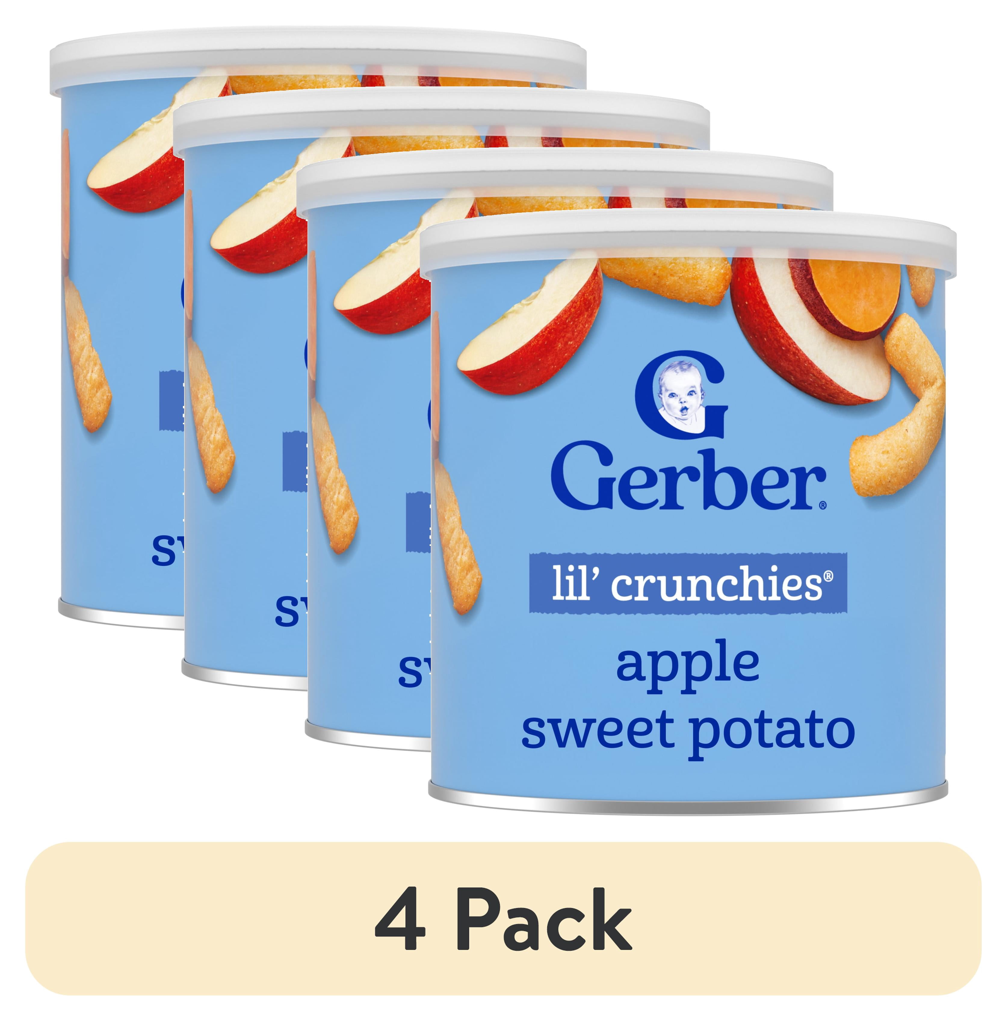 (4 pack) Gerber Snacks for Baby Lil Crunchies Apple Sweet Potato Puffs, 1.48 oz