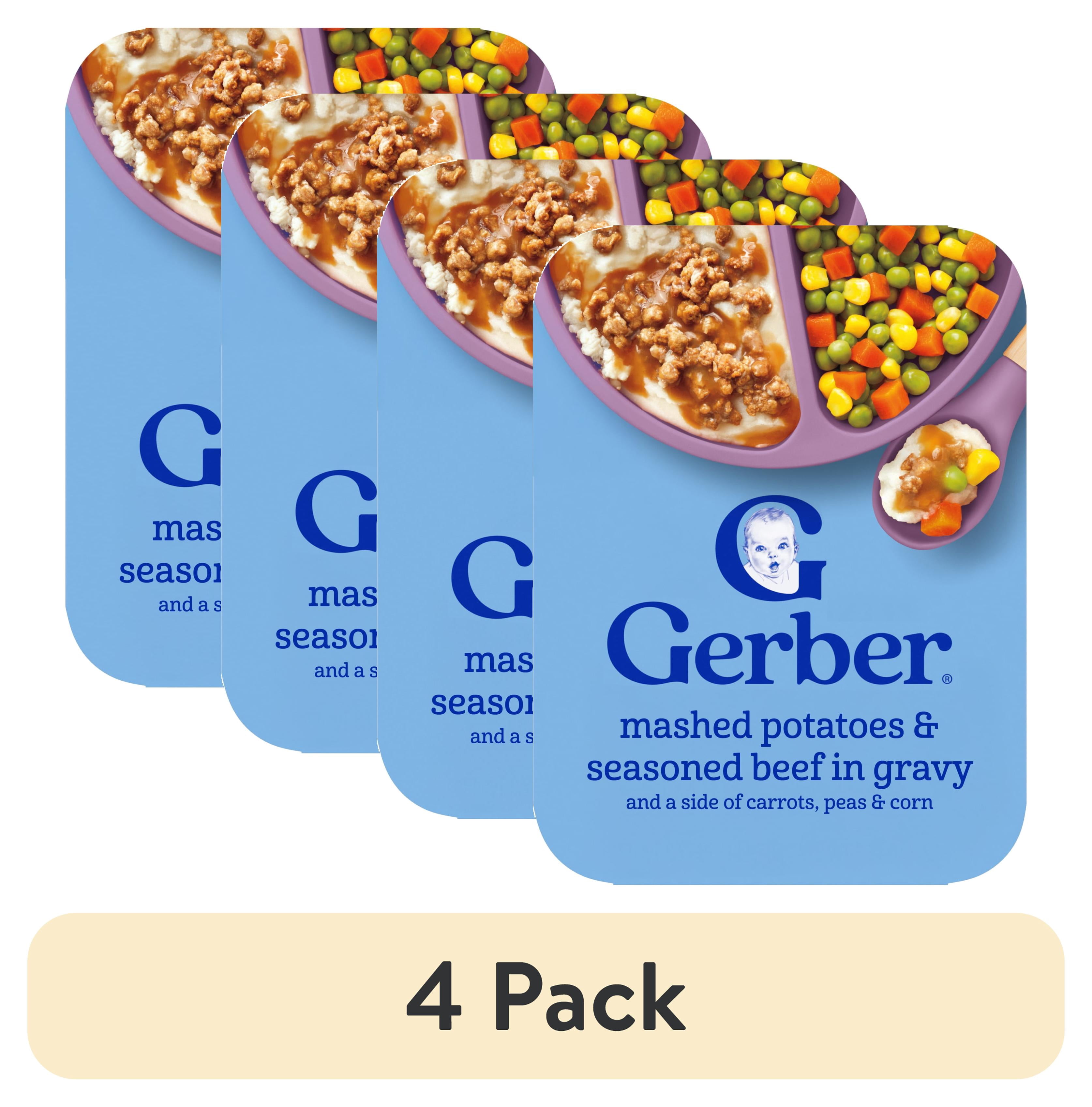 (4 pack) Gerber Mealtime for Toddler, Mashed Potatoes & Seasoned Beef in Gravy with Vegetables, 6.6 oz