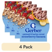(4 pack) Gerber Toddler Food, Oatmeal and Barley Strawberry Banana Cereal, Toddler Oatmeal 4.5 oz
