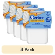 (4 pack) Gerber Yogurt Blends Stage 3 Baby Snacks Peach, 4 oz Tubs (Pack of 2)