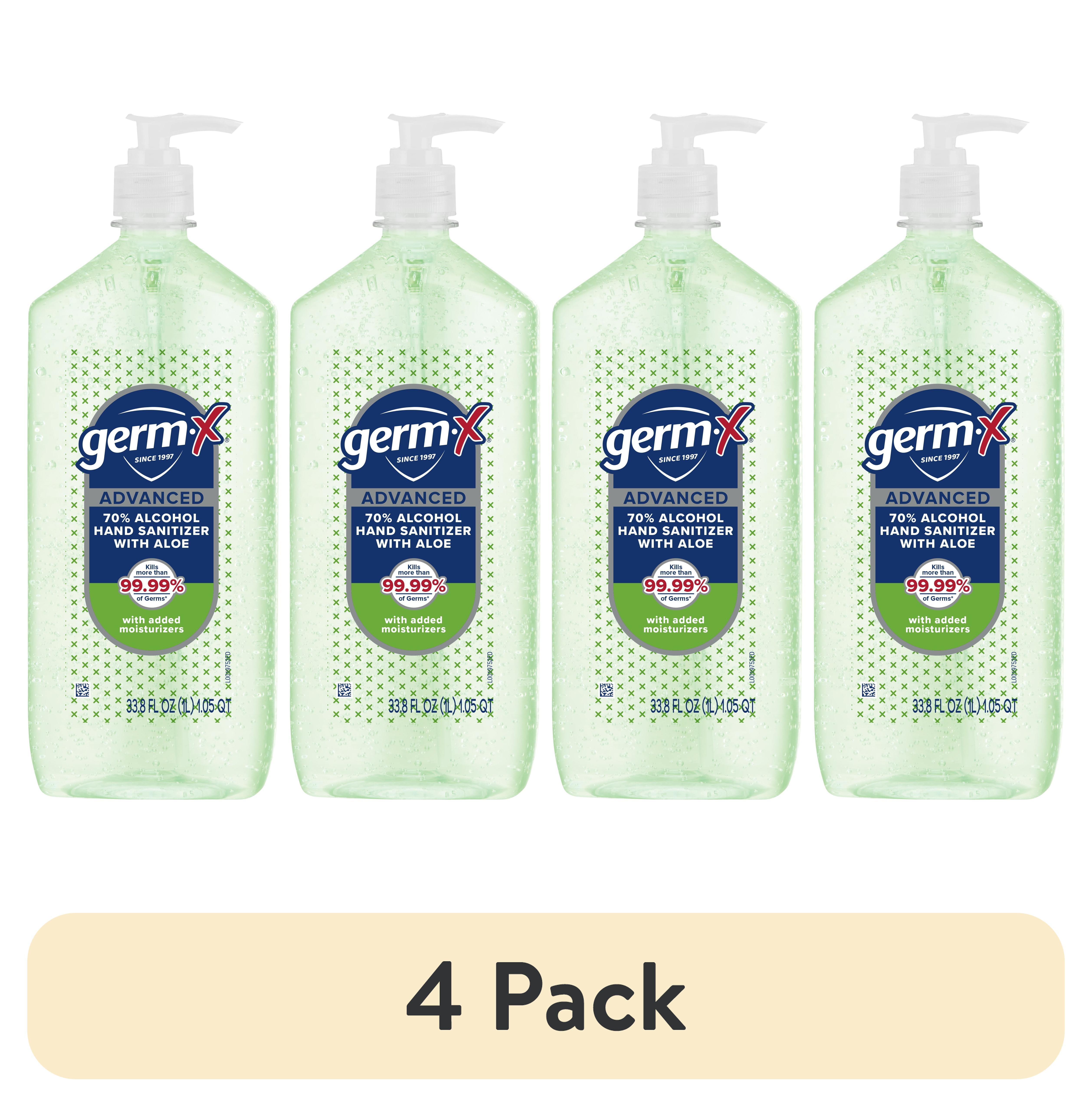 (4 pack) Germ-X Advanced Hand Sanitizer, Aloe, 1 L