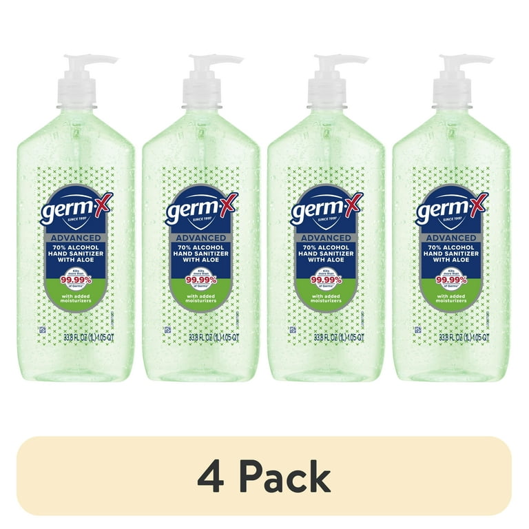 4 pack) Germ-X Advanced Hand Sanitizer, Aloe, 1 L - Walmart.com