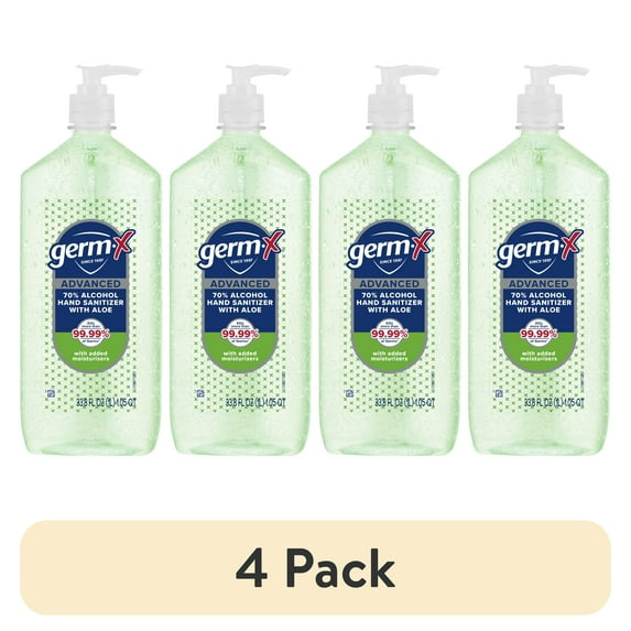 (4 pack) Germ-X Advanced Hand Sanitizer, Aloe, 1 L