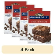 (4 pack) Ghirardelli Double Chocolate Premium Brownie Mix, Includes Chocolate Chips, 18 oz Box